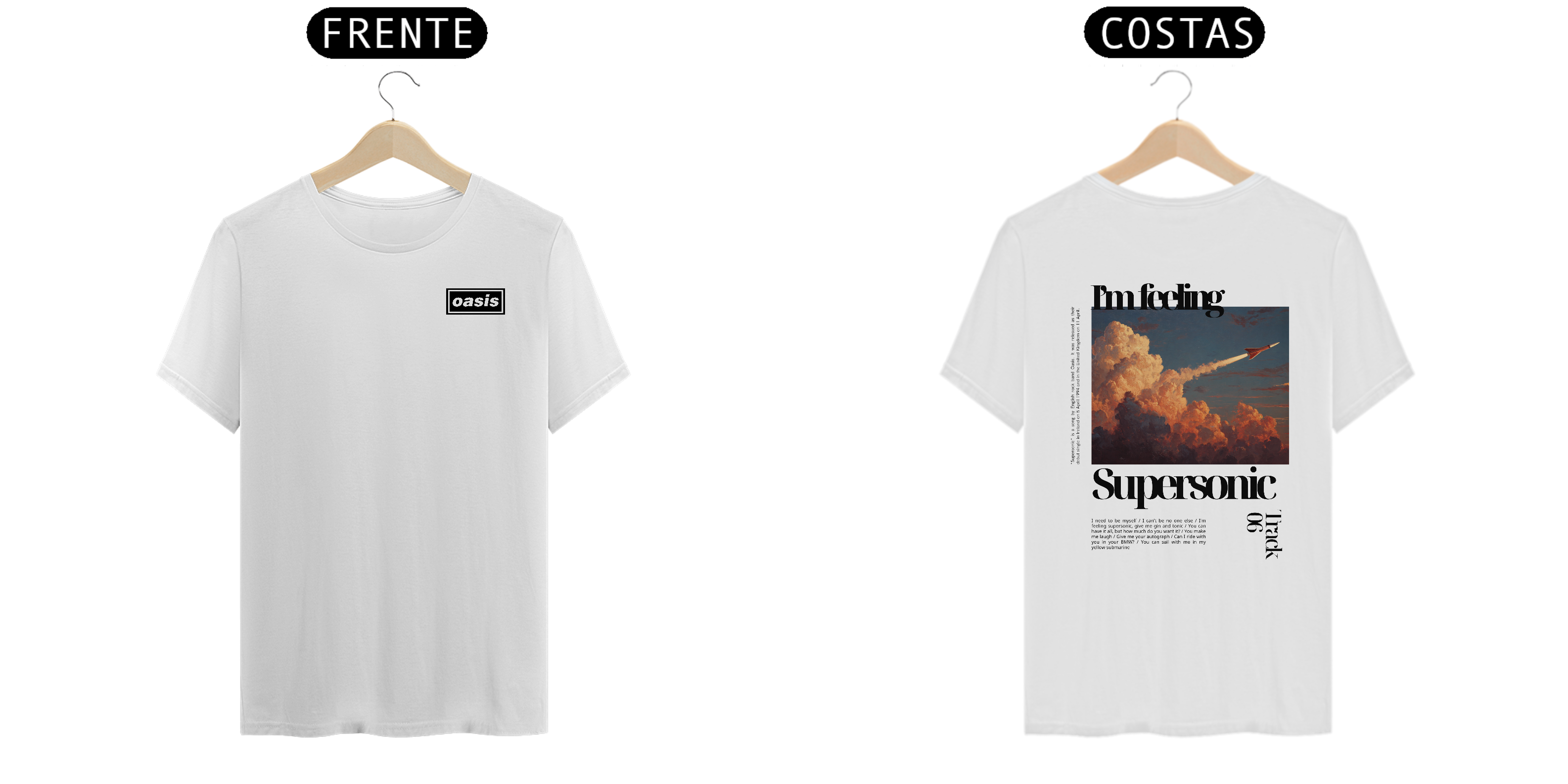 Camiseta Oasis Supersonic (Estampa Frente & Costas)