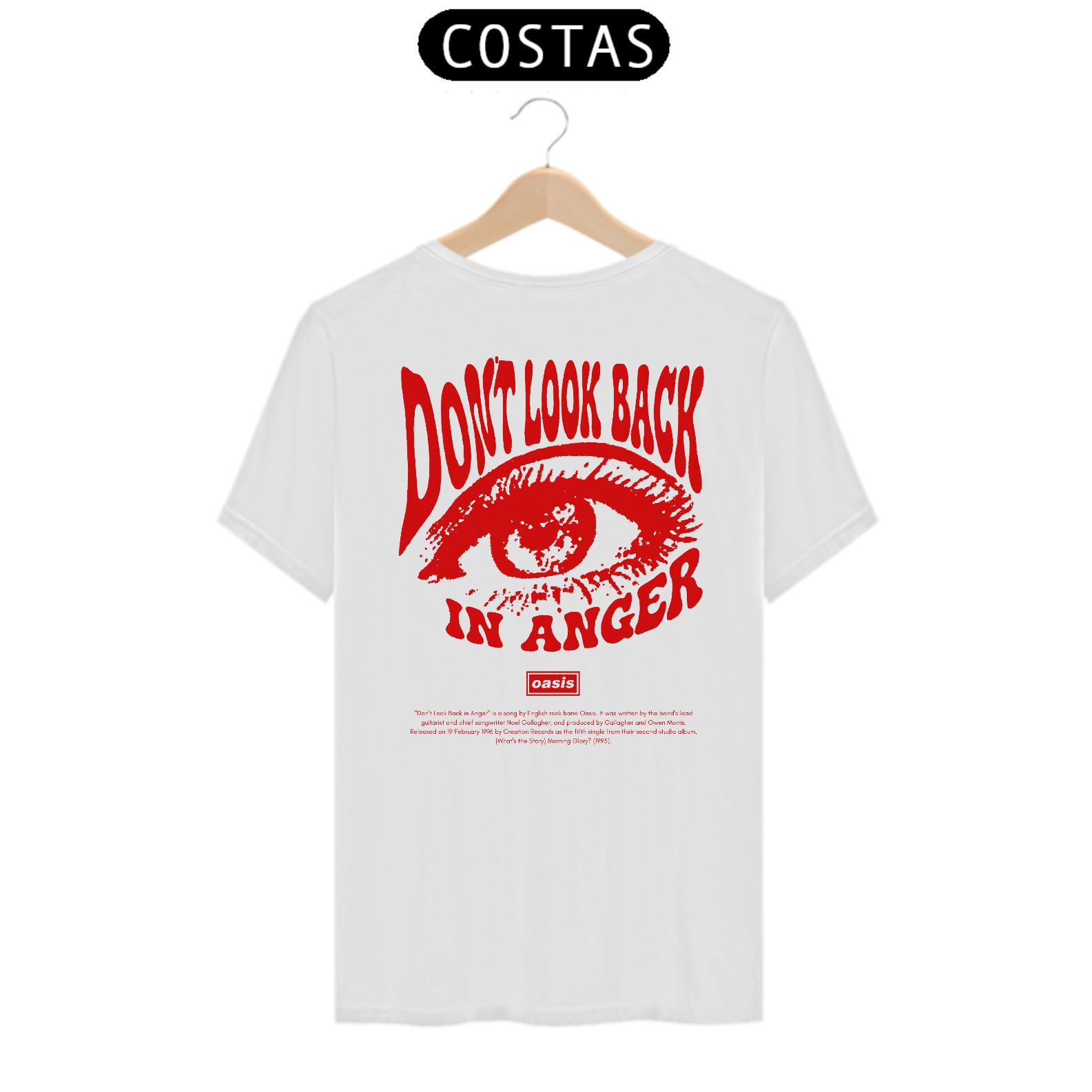 Camiseta Oasis Don't Look Back in Anger (Estampa nas Costas)