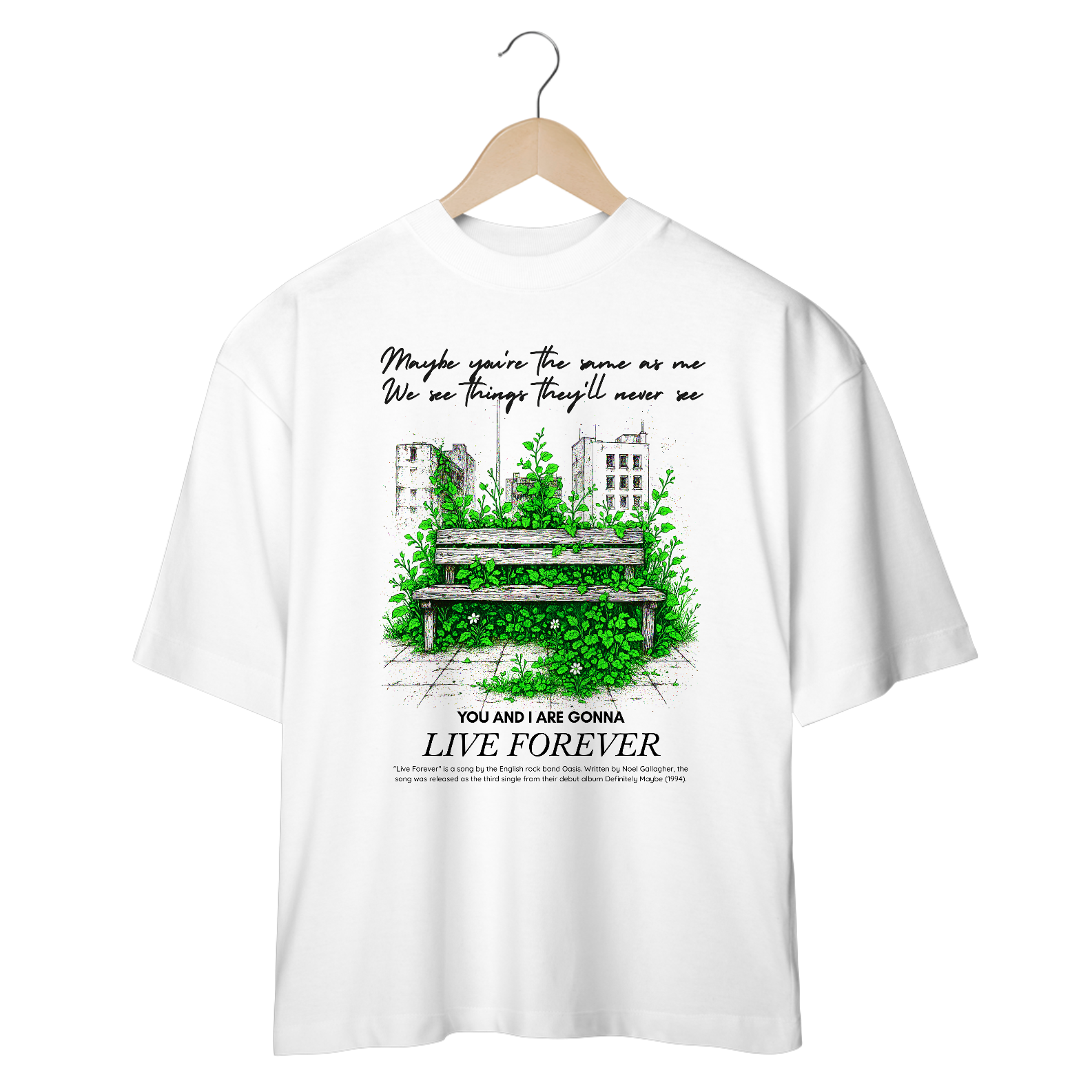 Camiseta Oversized Oasis Live Forever