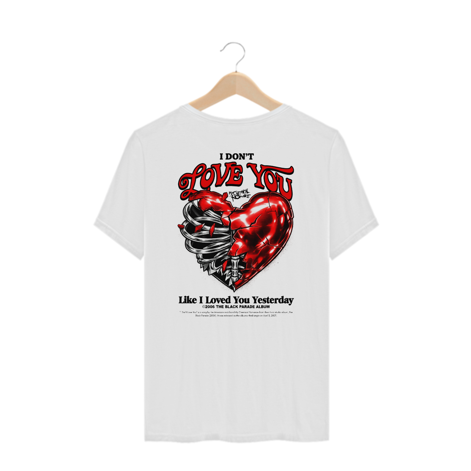 Camiseta Plus Size My Chemical Romance I Don't love You (Estampa nas Costas)