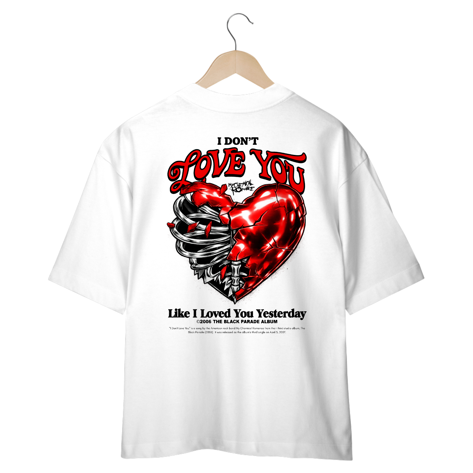 Camiseta Oversized My Chemical Romance I Don't love You (Estampa nas Costas)