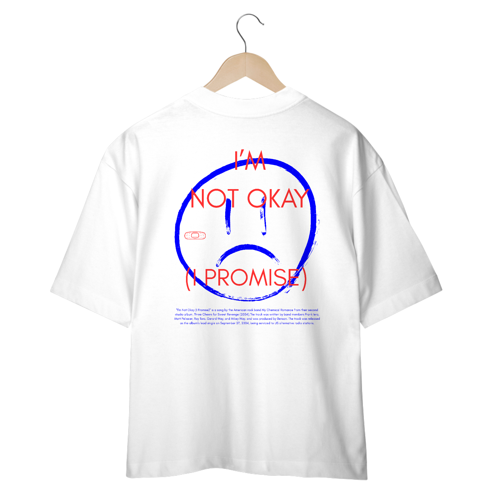 Camiseta Oversized My Chemical Romance I''m Not Okay (I Promise) (Estampa nas Costas)