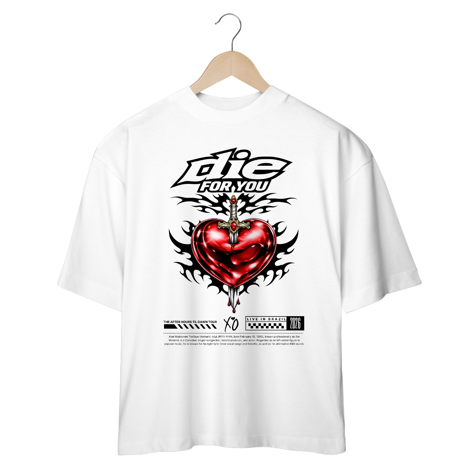 Camiseta Oversized The Weeknd Die For You 