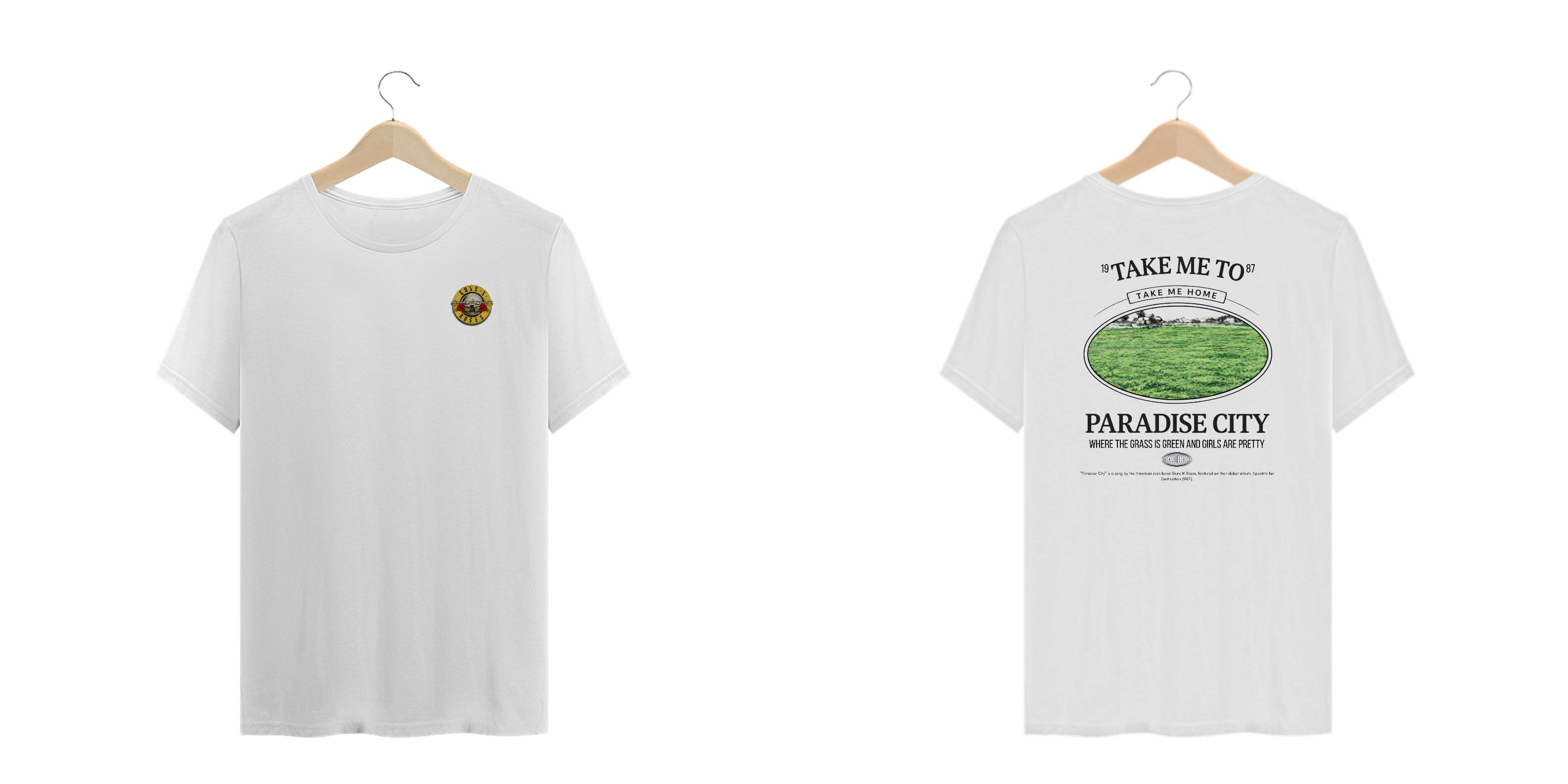 Camiseta Plus Size Guns N' Roses Paradise City (Estampa Frente e Costas)