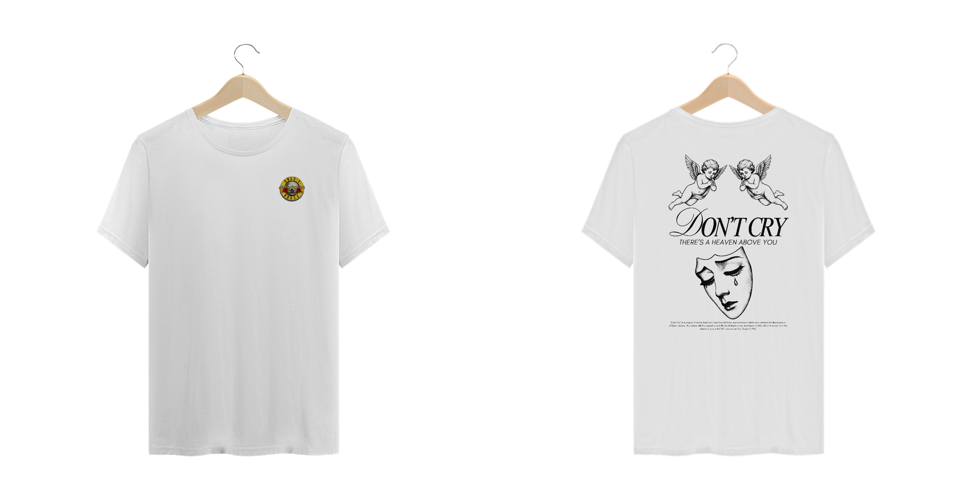 Camiseta plus Size Guns N' Roses Don't Cry (Estampa Frente e Costas)