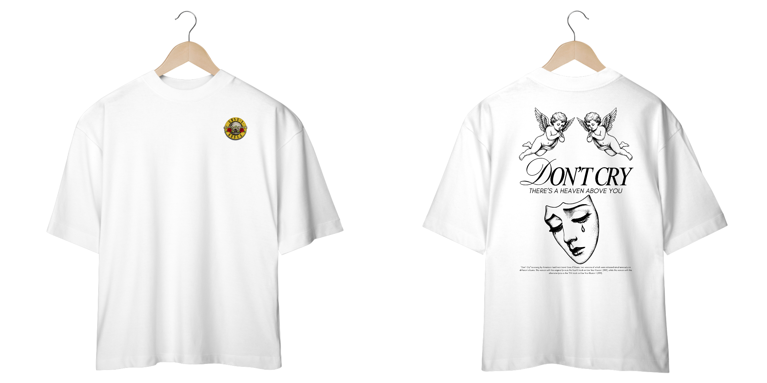 Camiseta Oversized Guns N' Roses Don't Cry (Estampa Frente e Costas)