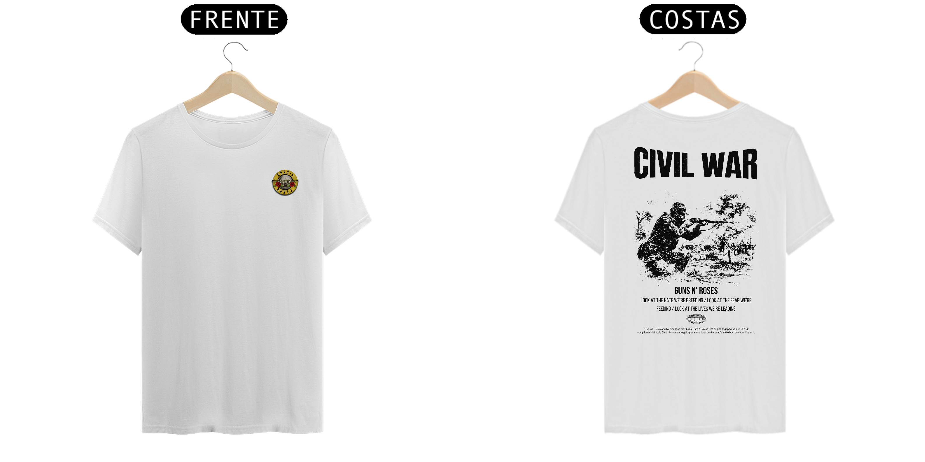 Camiseta Guns N' Roses Civil War (Estampa Frente e Costas)