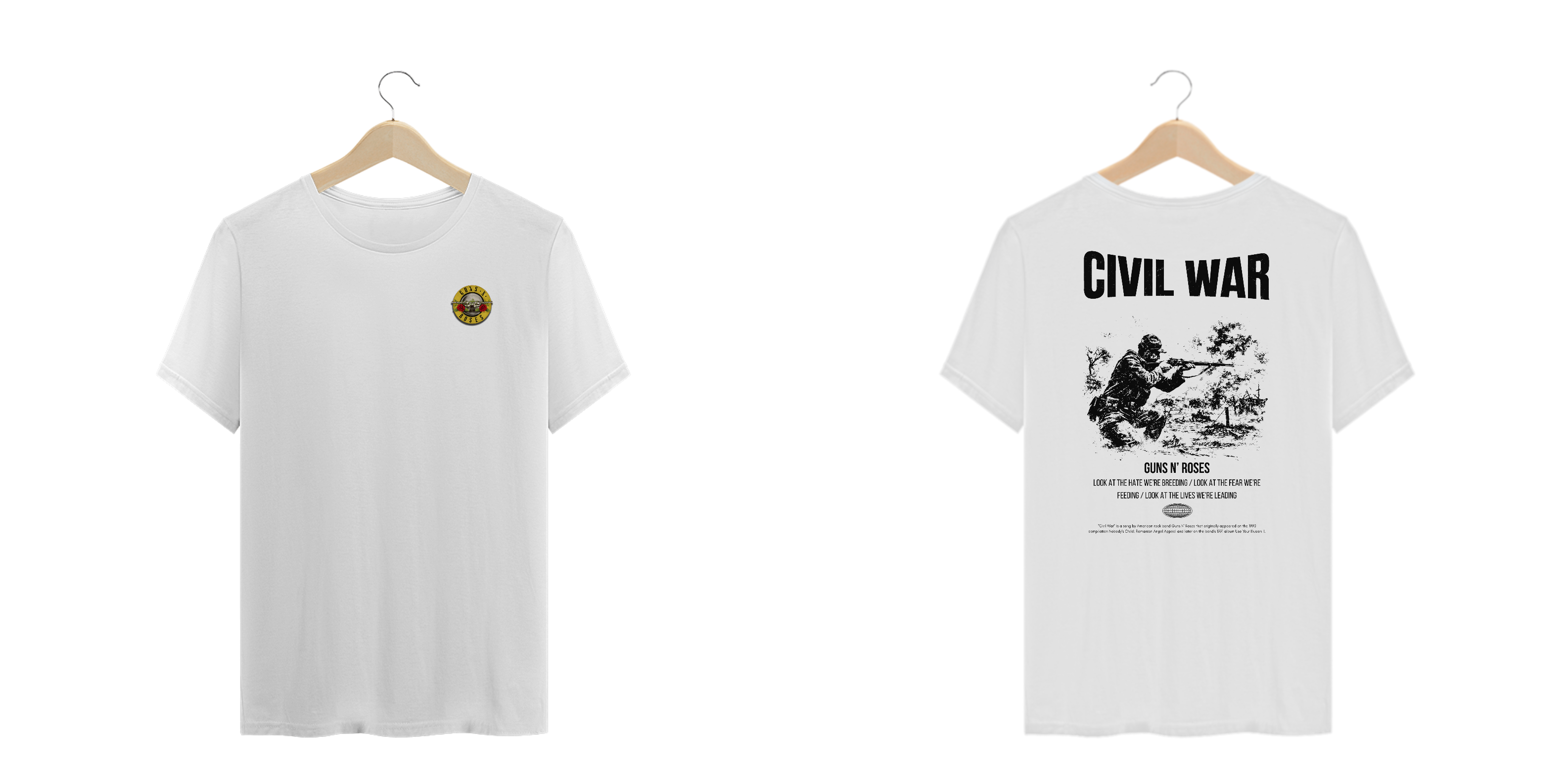 Camiseta Plus Size Guns N' Roses Civil War (Estampa Frente e Costas)