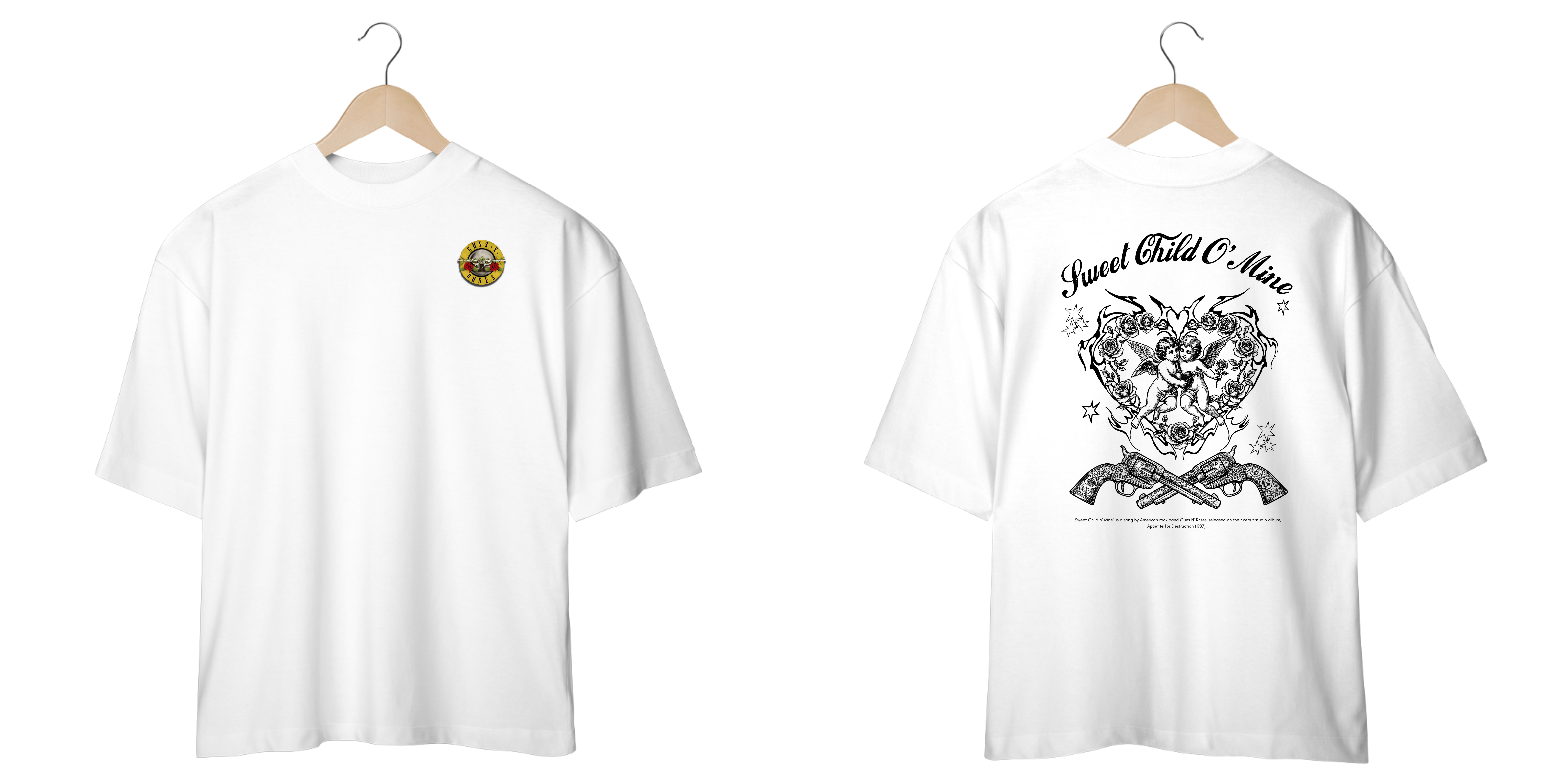 Camiseta Oversized Guns N' Roses Sweet Child O' Mine V2 (Estampa Frente e Costas)
