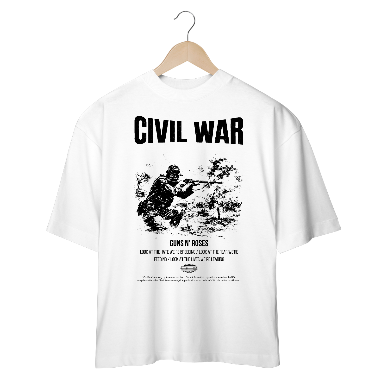 Camiseta Oversized Guns N' Roses Civil War