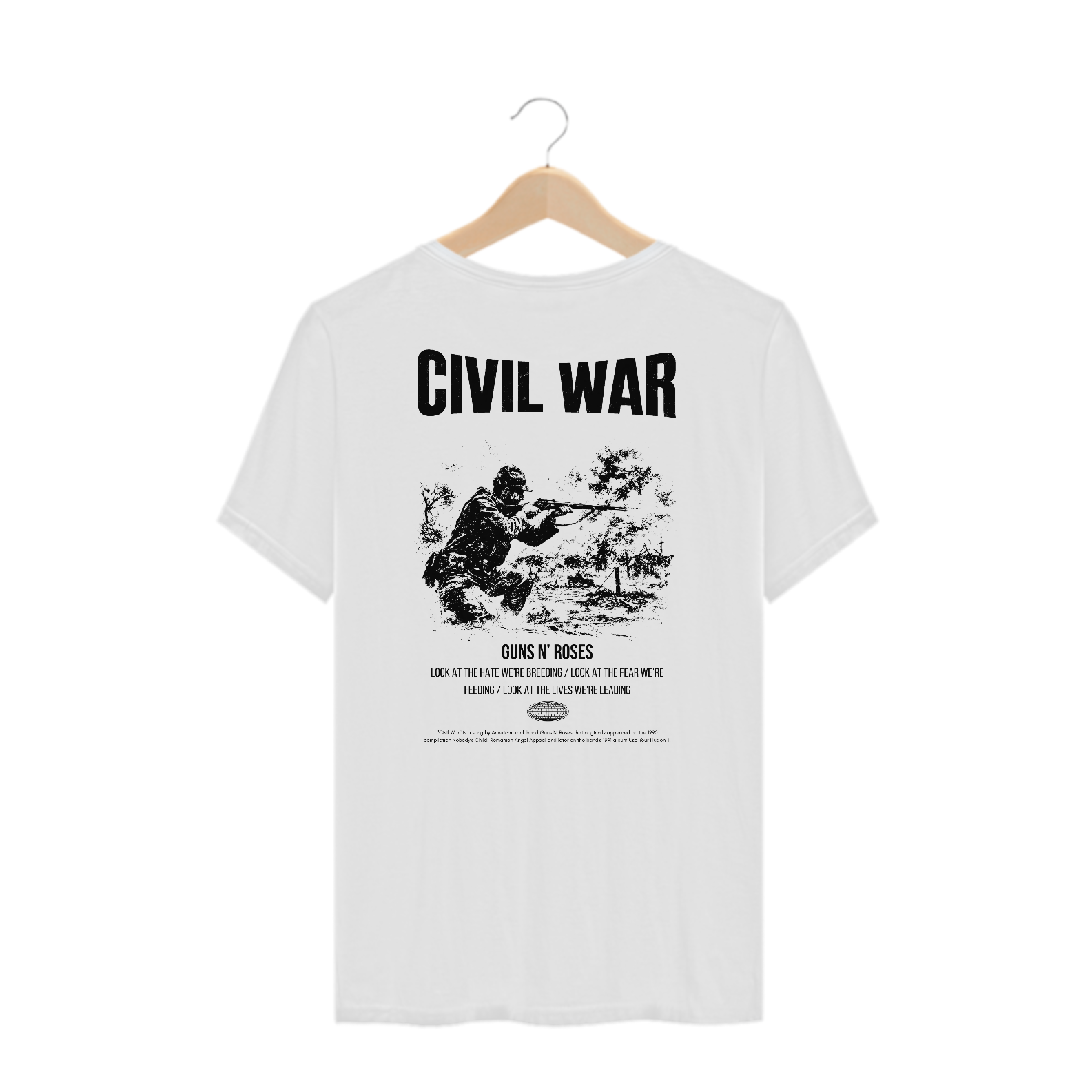Camiseta Plus Size Guns N' Roses Civil War (Estampa nas Costas)