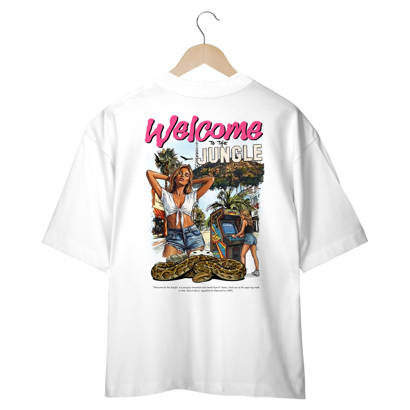 Camiseta Oversized Guns N' Roses Welcome to the Jungle V2 (Estampa nas Costas)
