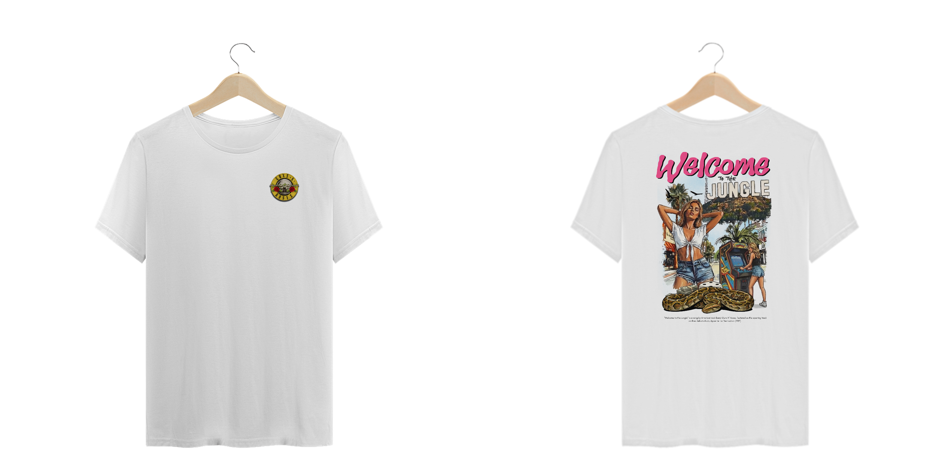 Camiseta Plus Size Guns N' Roses Welcome to the Jungle V2 (Estampa Frente e Costas)