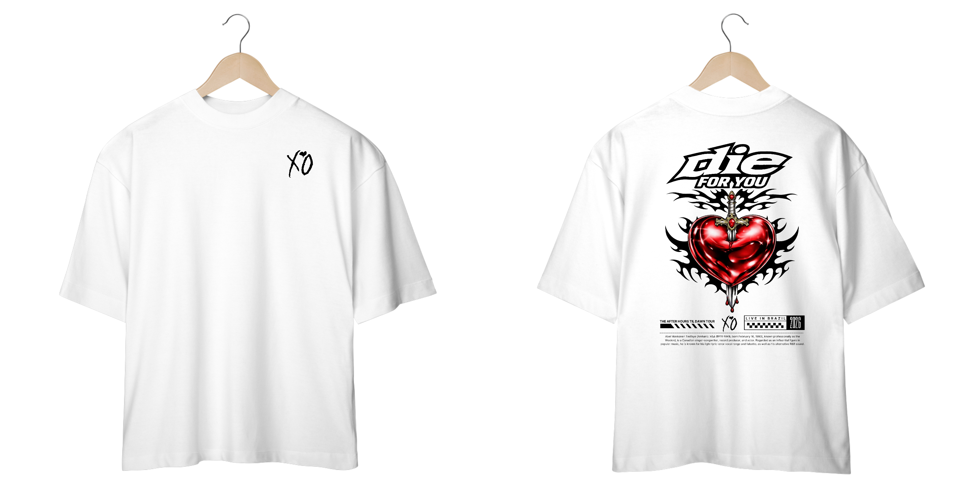 Camiseta Oversized The Weeknd Die For You (Estampa Frente & Costas)