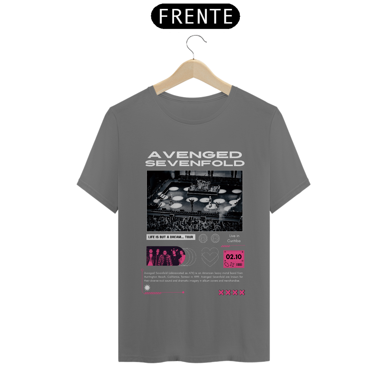 Camiseta Estonada Avenged Sevenfold Curitiba 02.10