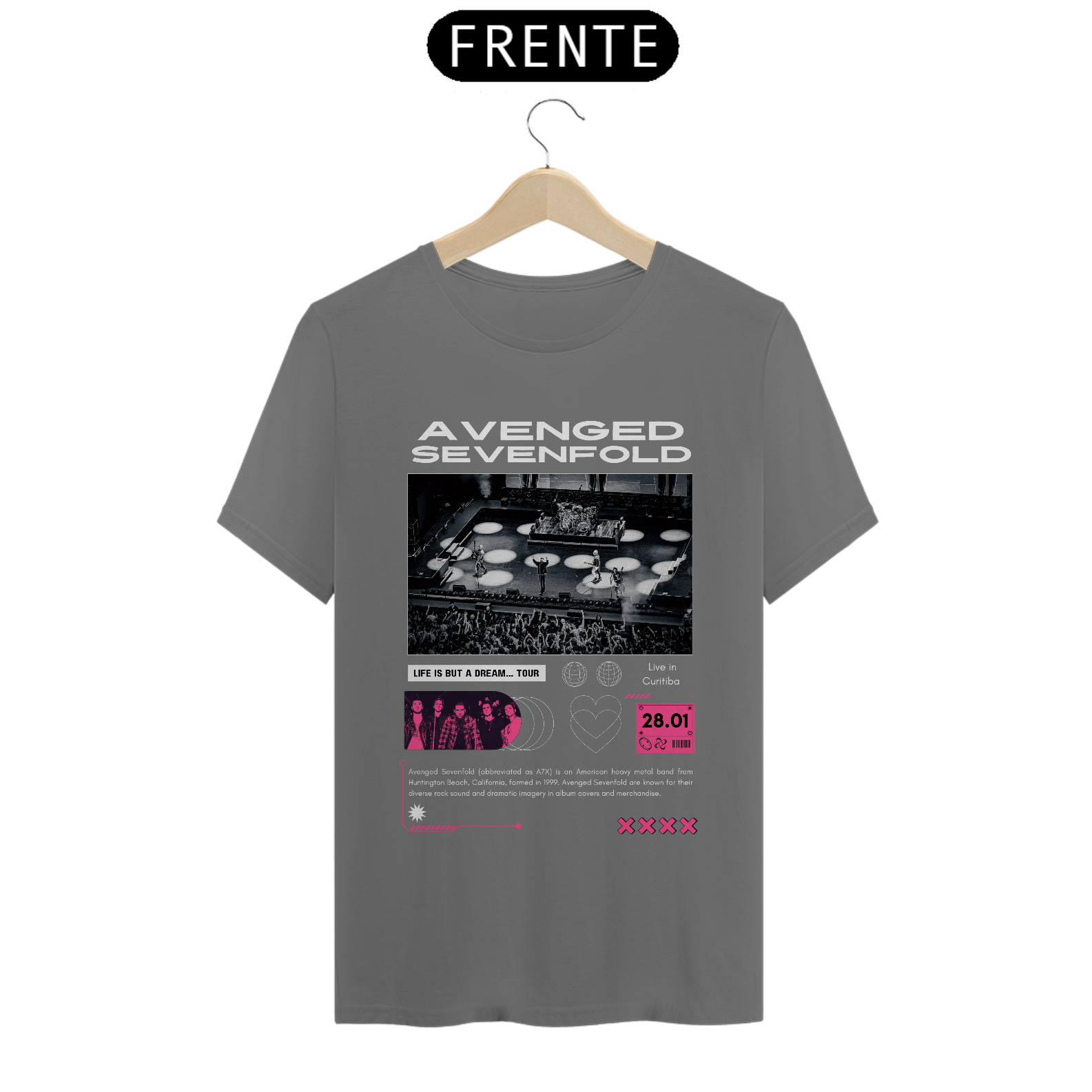 Camiseta Estonada Avenged Sevenfold Live in Curitiba 28.01