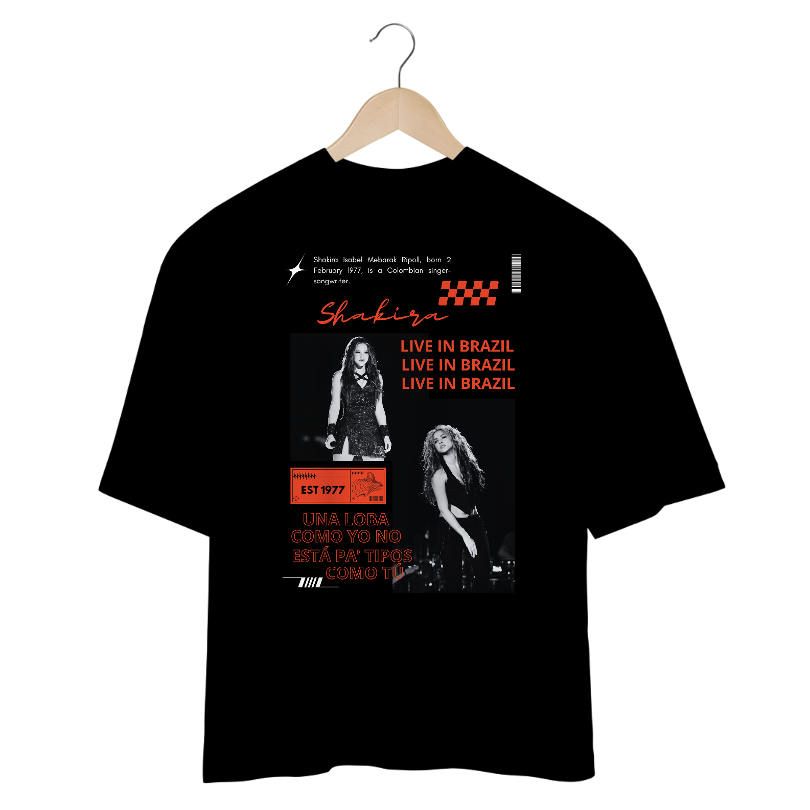 Camiseta Oversized Shakira Live in Brazil