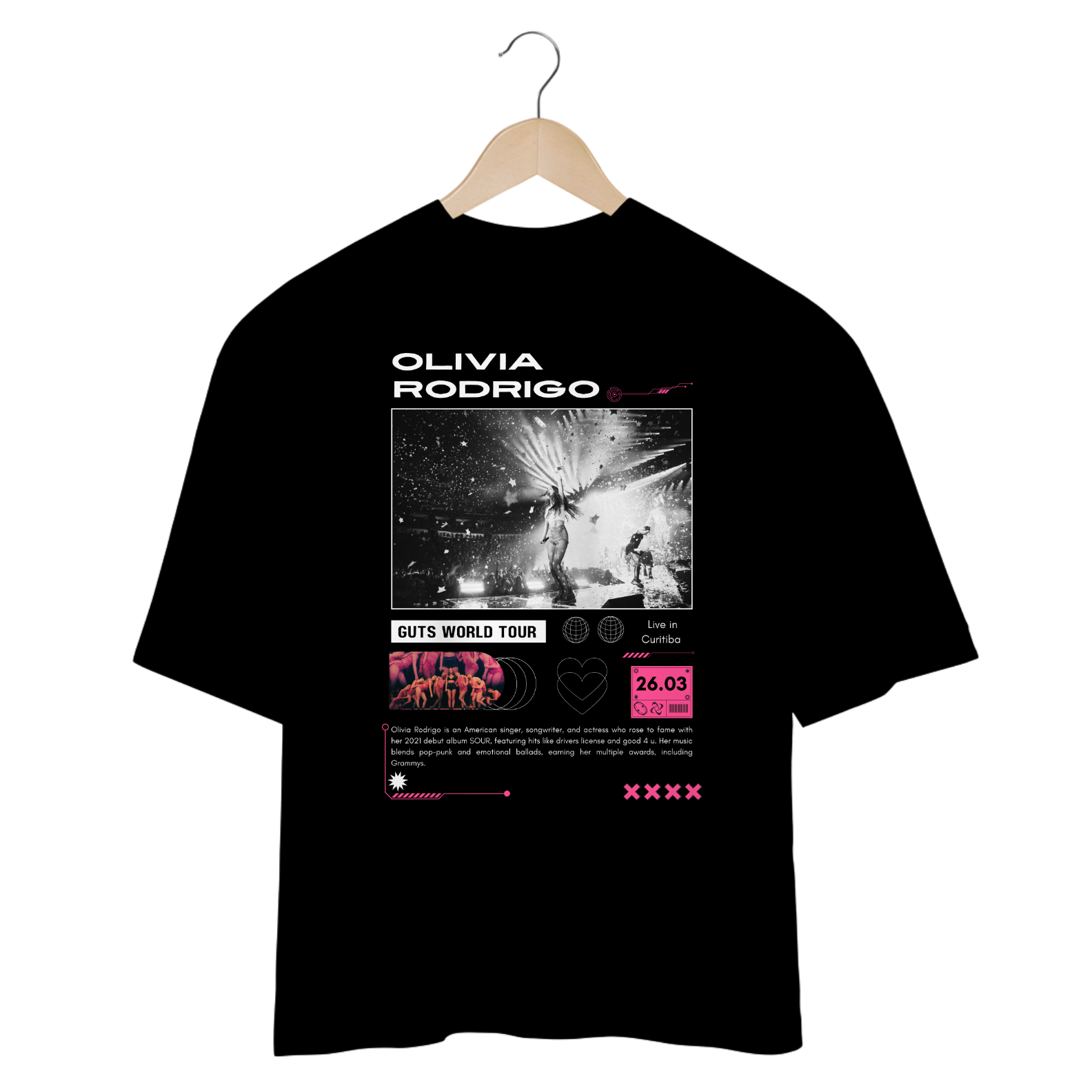 Camiseta Oversized Olivia Rodrigo 26.03 Curitiba