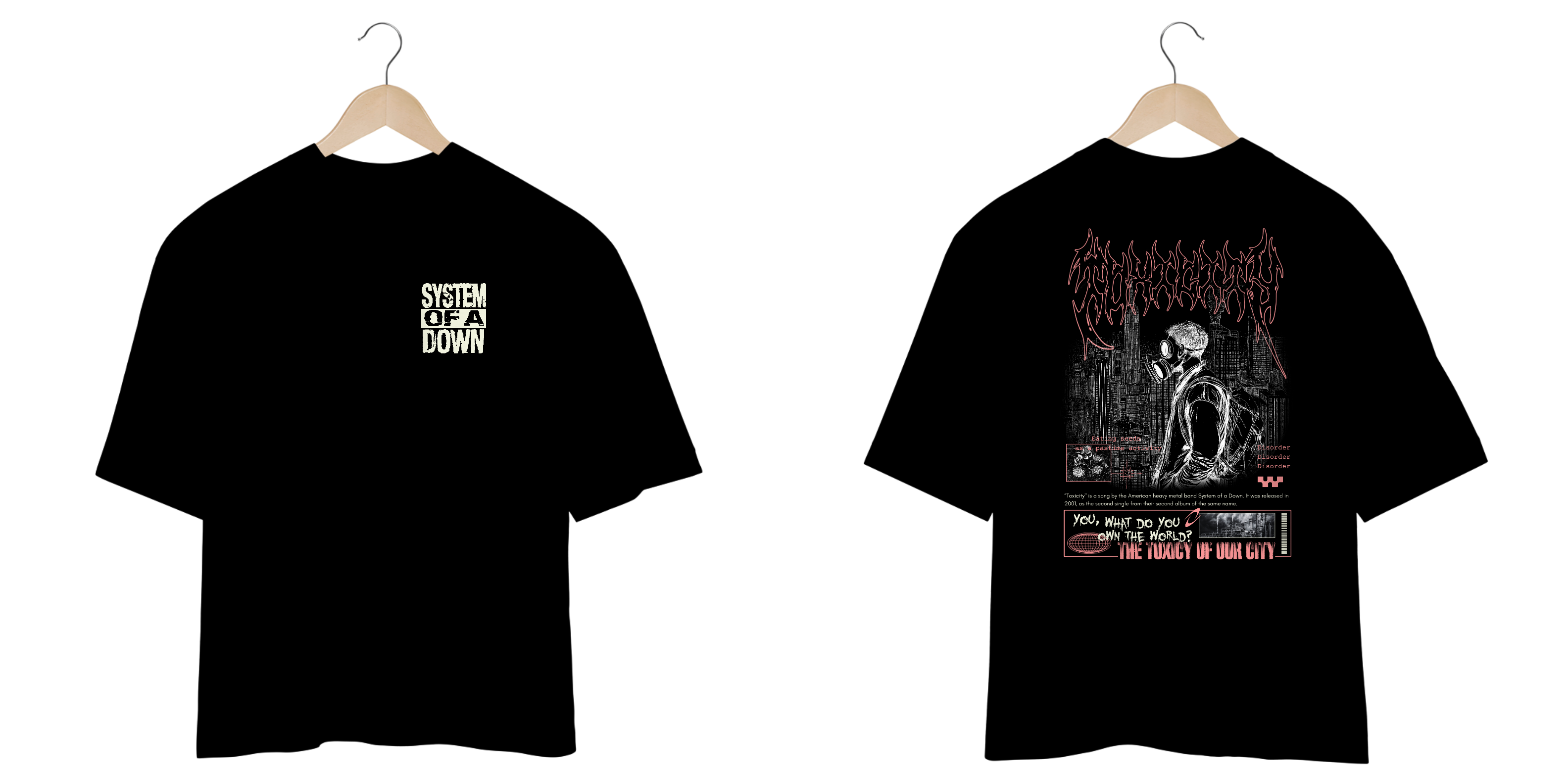 Camiseta Oversized System Of a Down Toxicity (Estampa Frente e Costas)