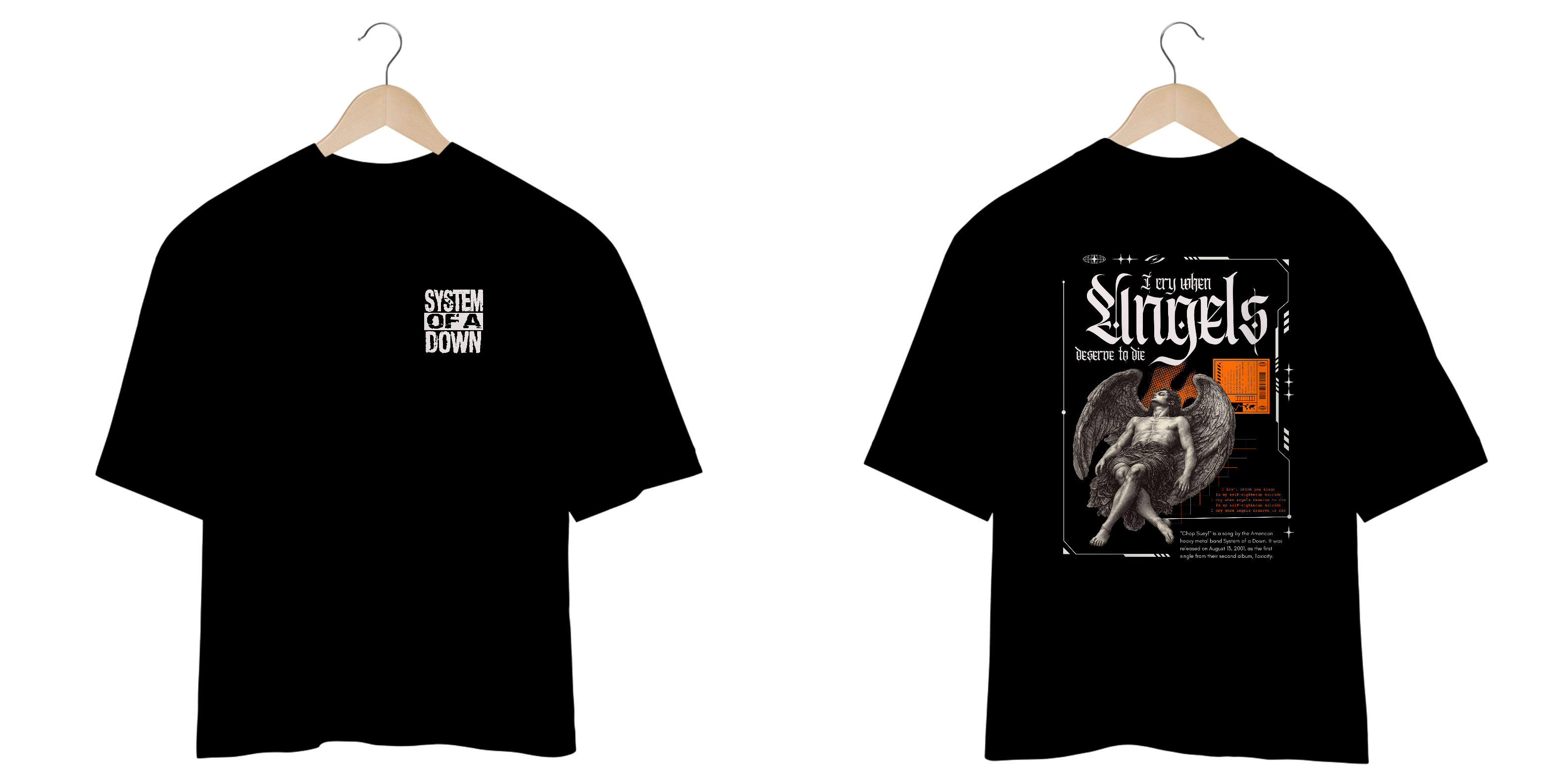 Camiseta Oversized System Of a Down Chop Suey! (Estampa Frente e Costas)