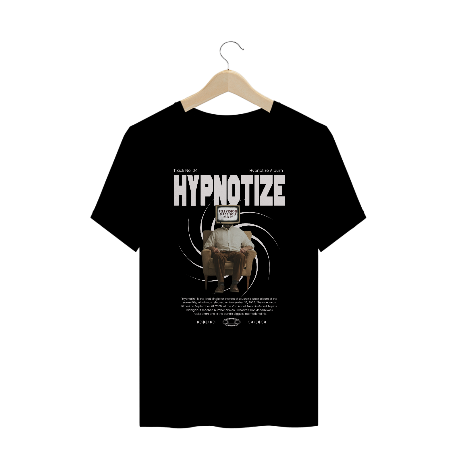 Camiseta Plus Size  System of a Down Hypnotize (Preta, Estampa Frente)