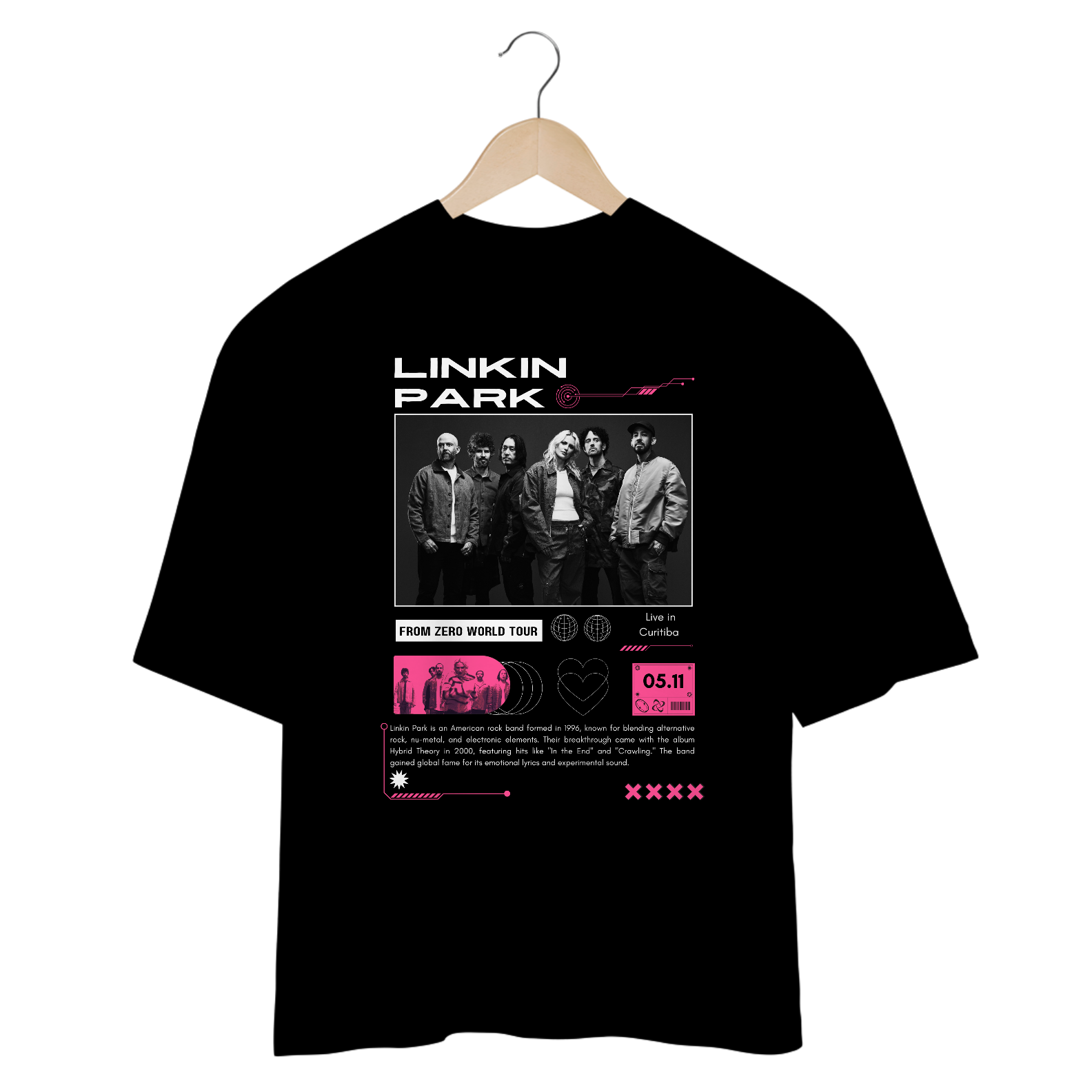 Camiseta Oversized Linkin Park Curitiba 05.11