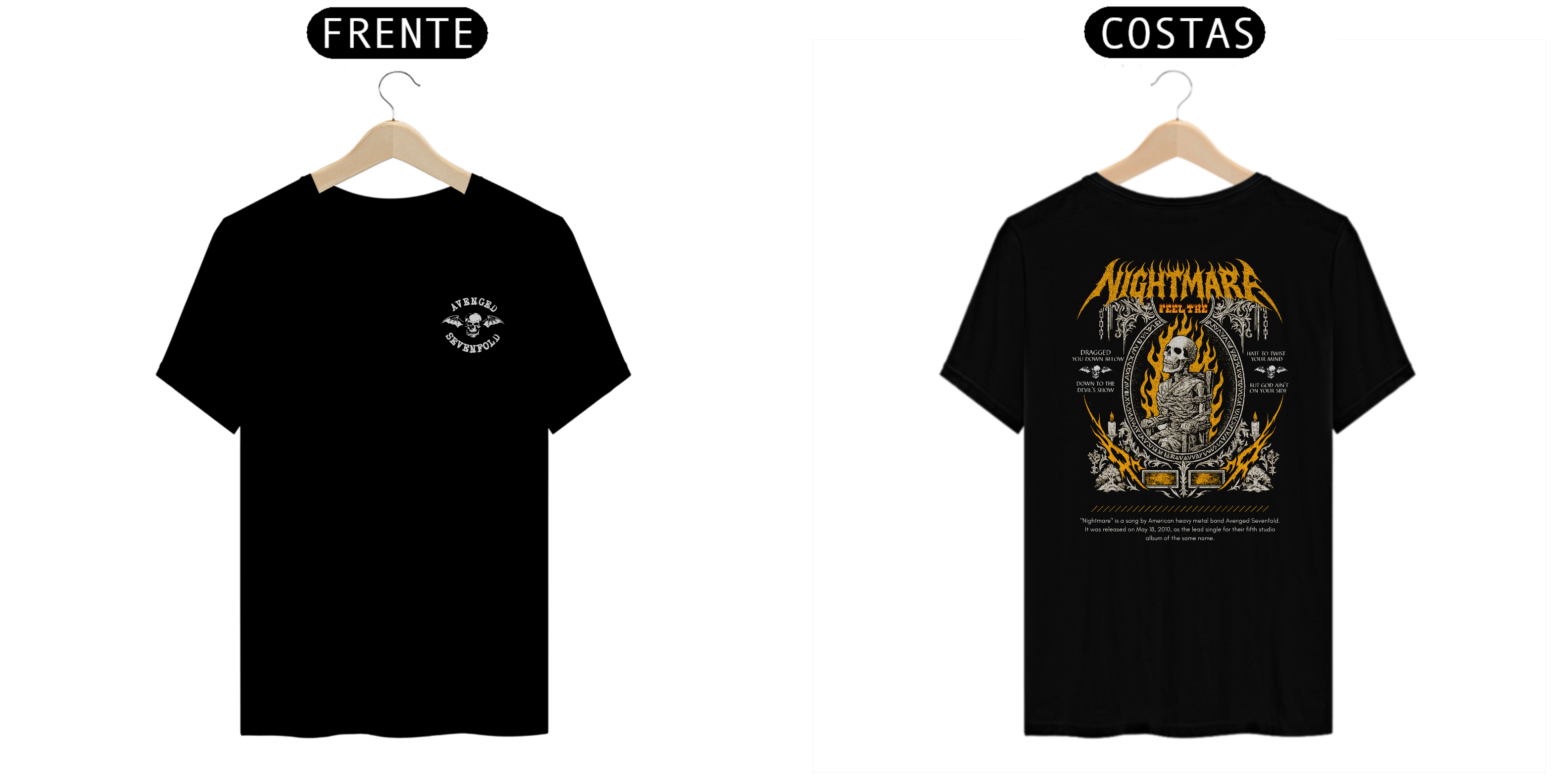 Camiseta Avenged Sevenfold Nightmare (Estampa Frente e Costas)