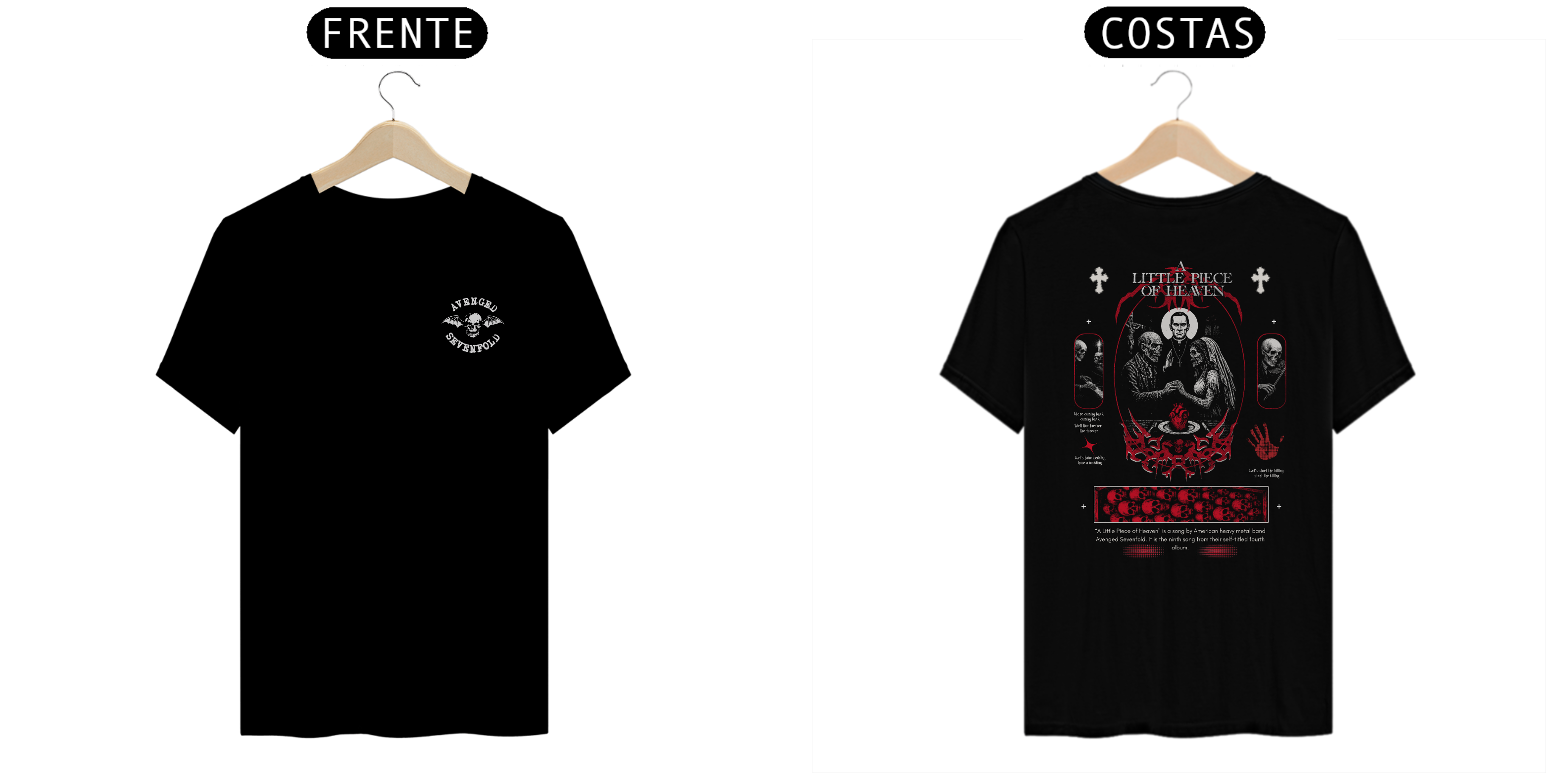 Camiseta Avenged Sevenfold A Little Piece Of Heaven (Estampa Frente e Costas)