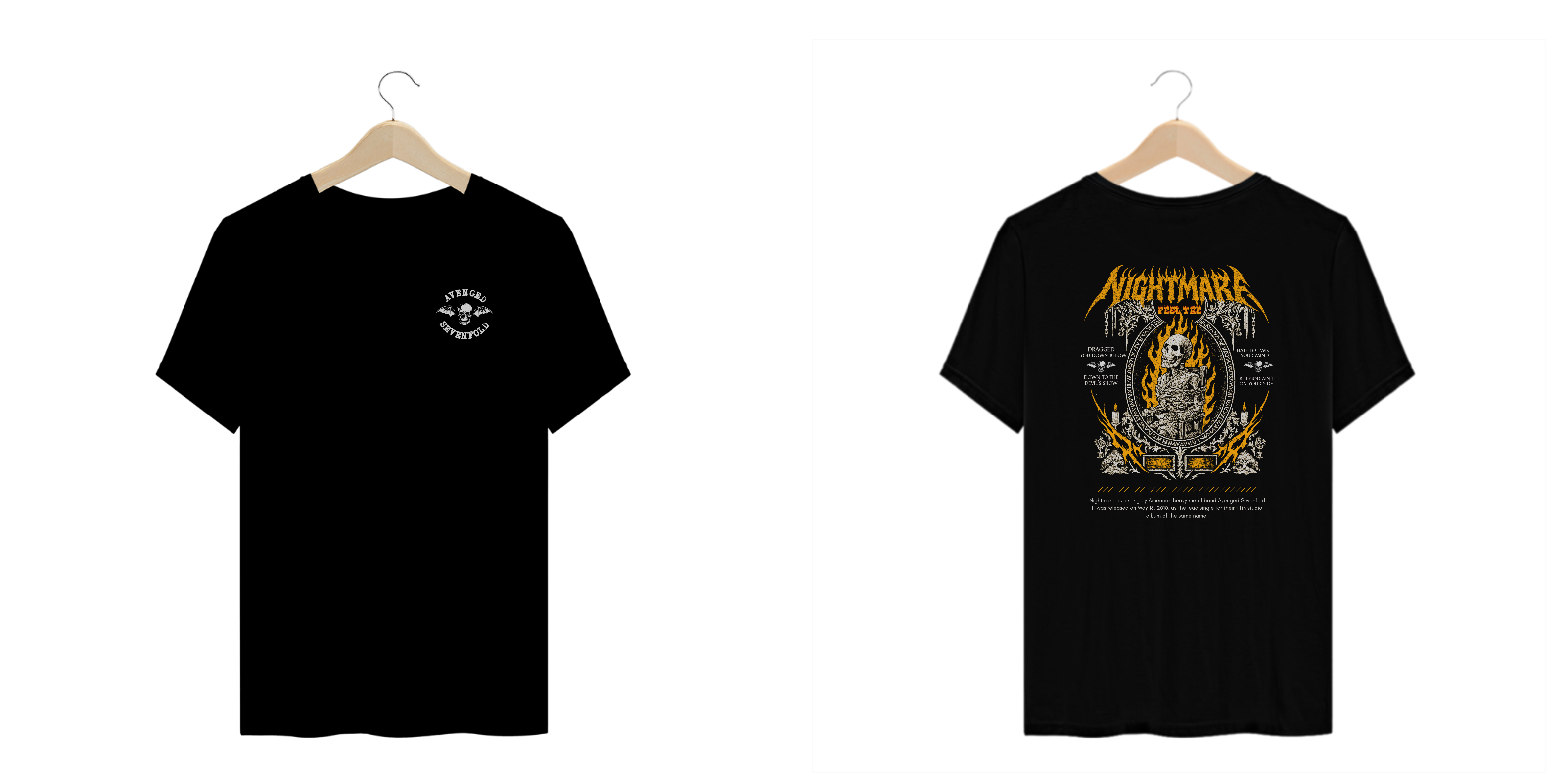 Camiseta Plus Size Avenged Sevenfold Nightmare (Estampa Frente e Costas)