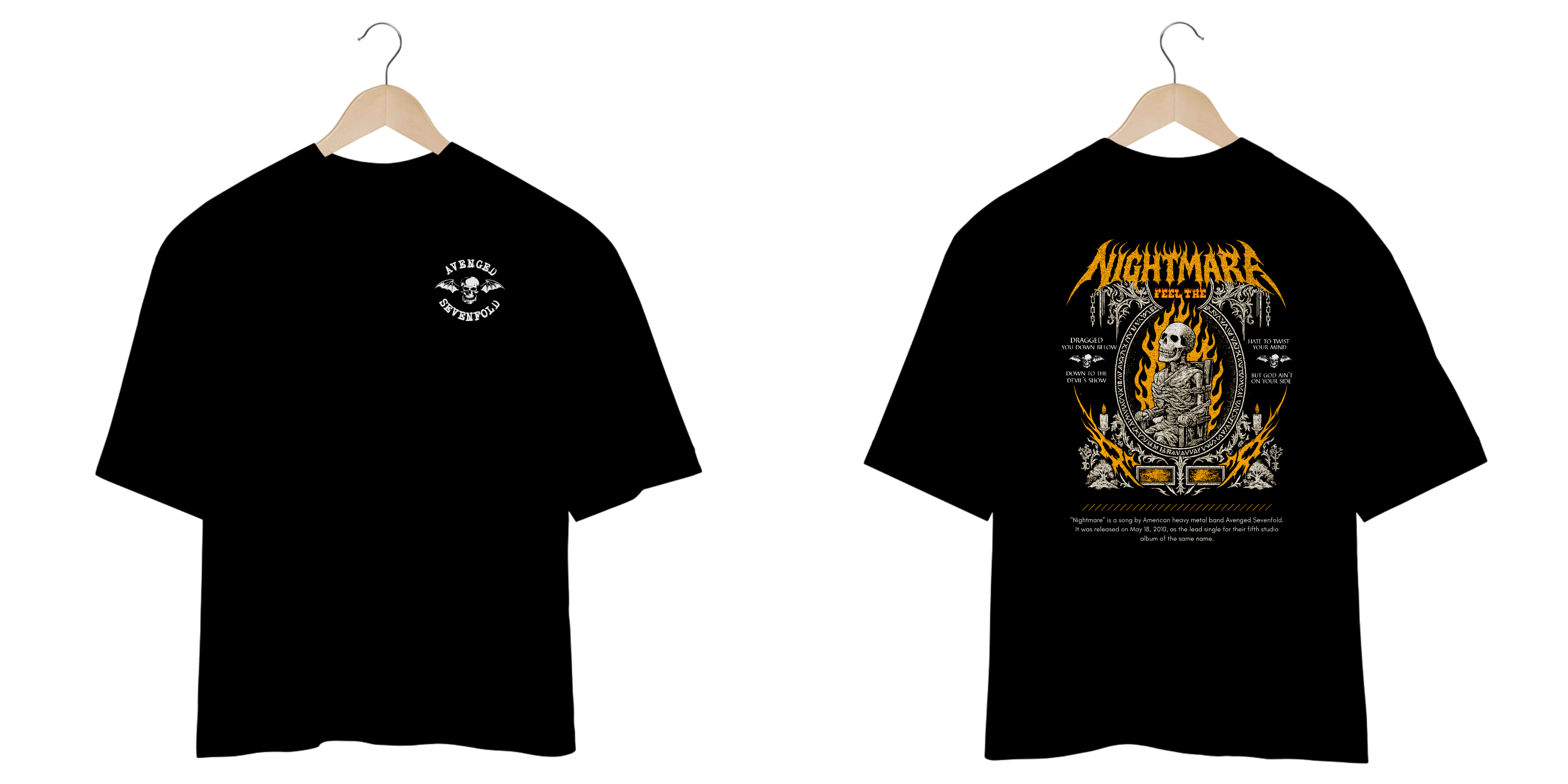 Camiseta Oversized Avenged Sevenfold Nightmare (Estampa Frente e Costas)