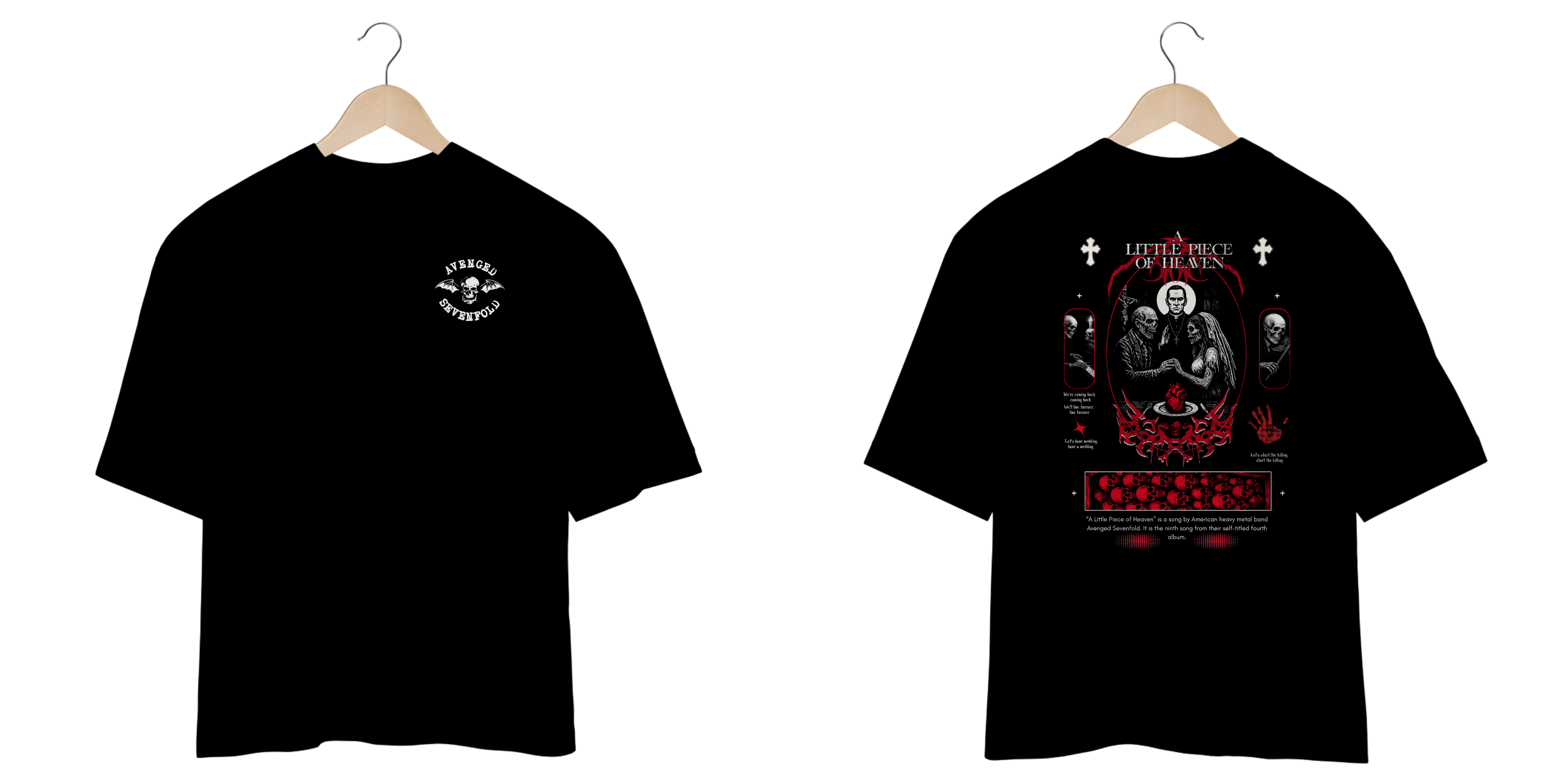 Camiseta Oversized Avenged Sevenfold A Little Piece of Heaven (Estampa Frente e Costas)