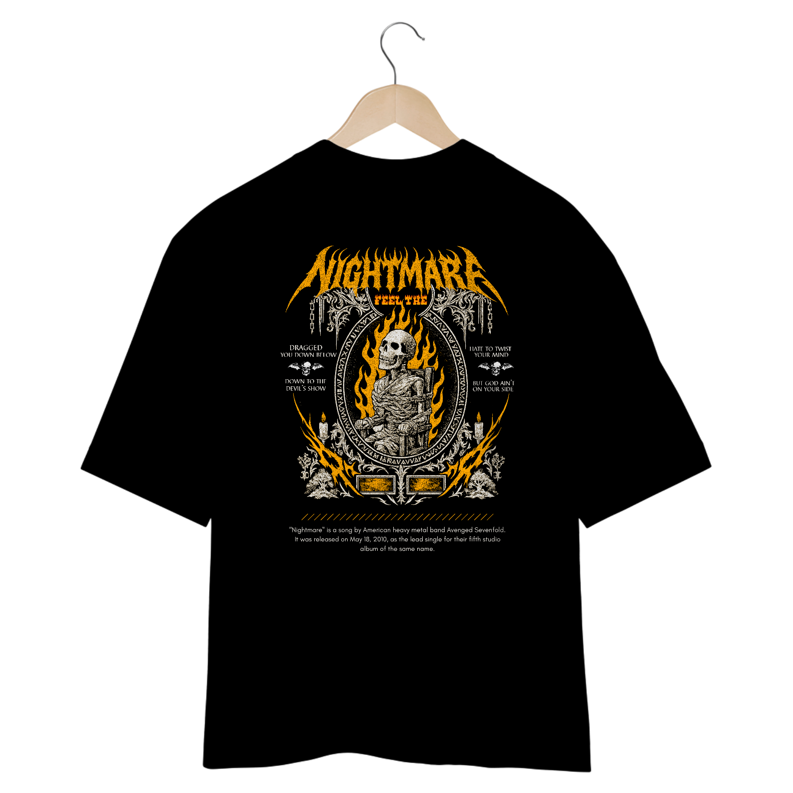 Camiseta Oversized Avenged Sevenfold Nightmare (Estampa nas Costas)