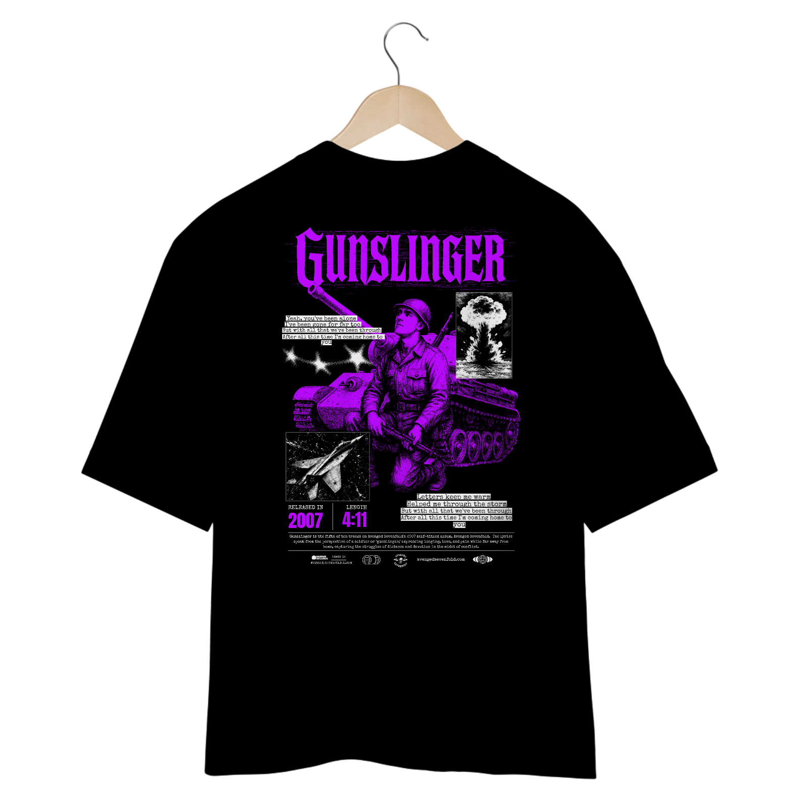 Camiseta Oversized Avenged Sevenfold Gunslinger (Estampa nas Costas)