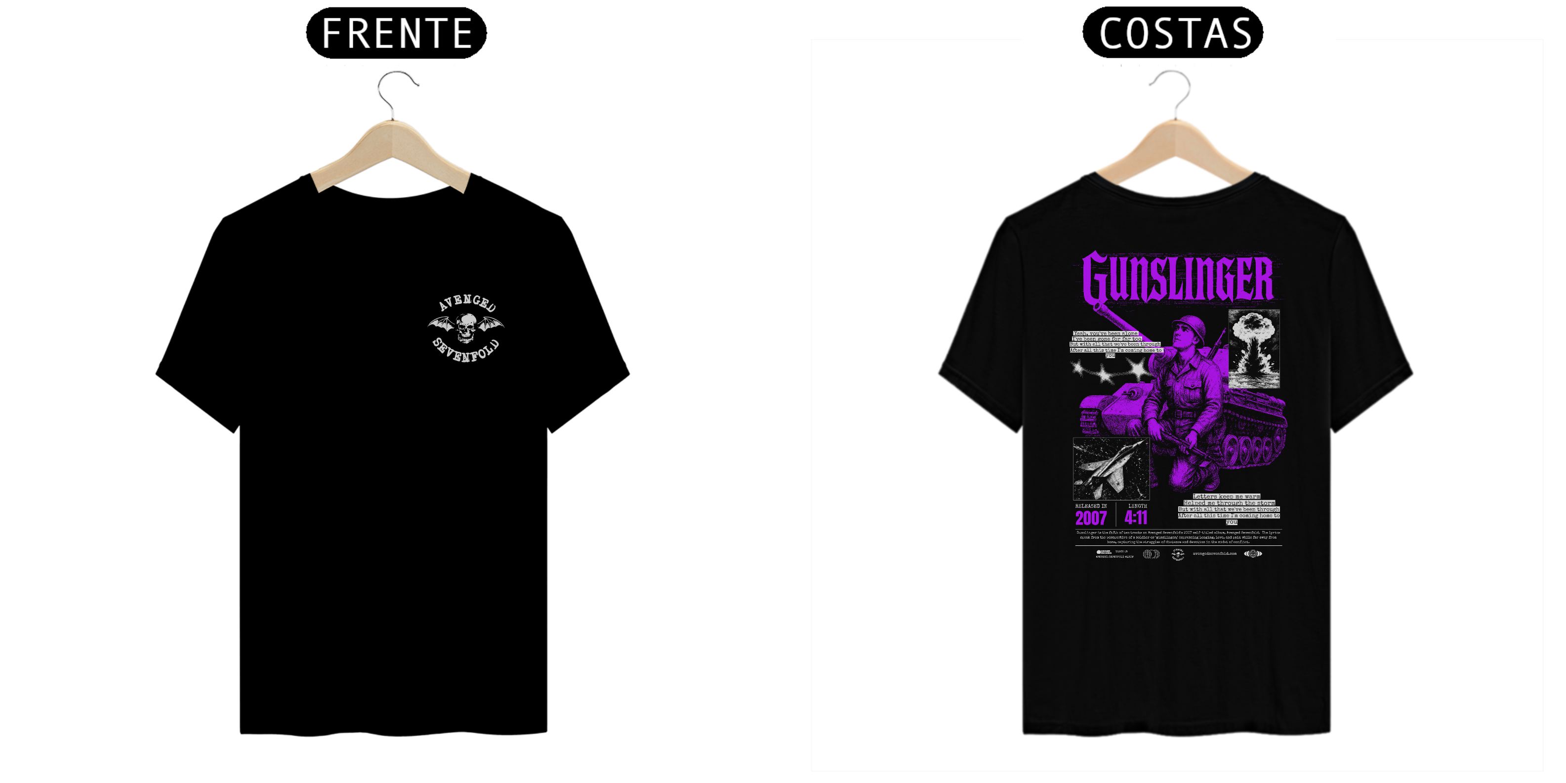 Camiseta Avenged Sevenfold Gunslinger (Estampa Frente e Costas)