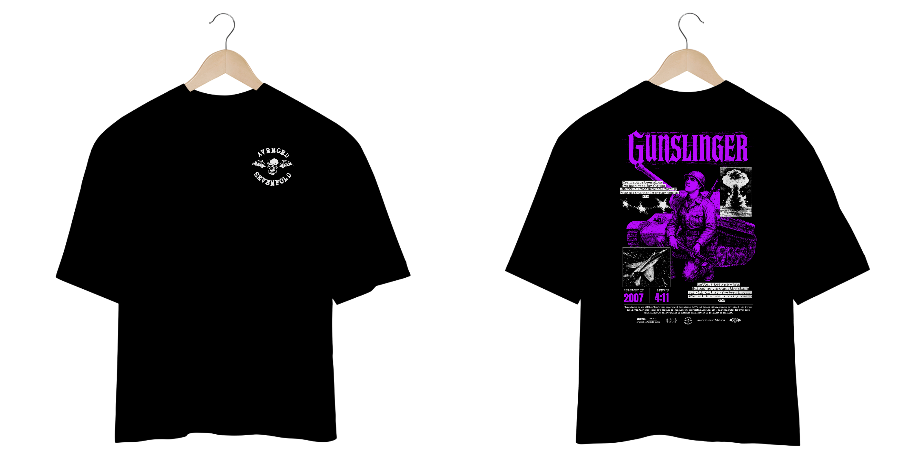 Camiseta Oversized Avenged Sevenfold Gunslinger (Estampa Frente e Costas)