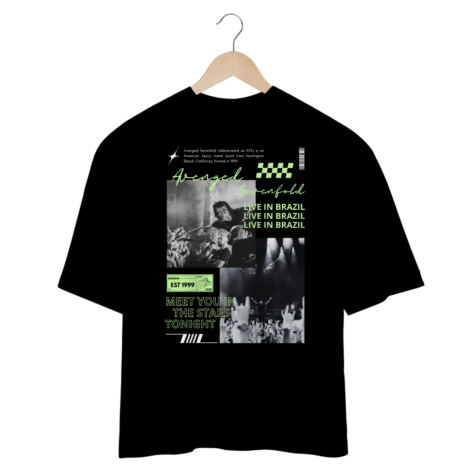 Camiseta Oversized Avenged Sevenfold Live in Brazil