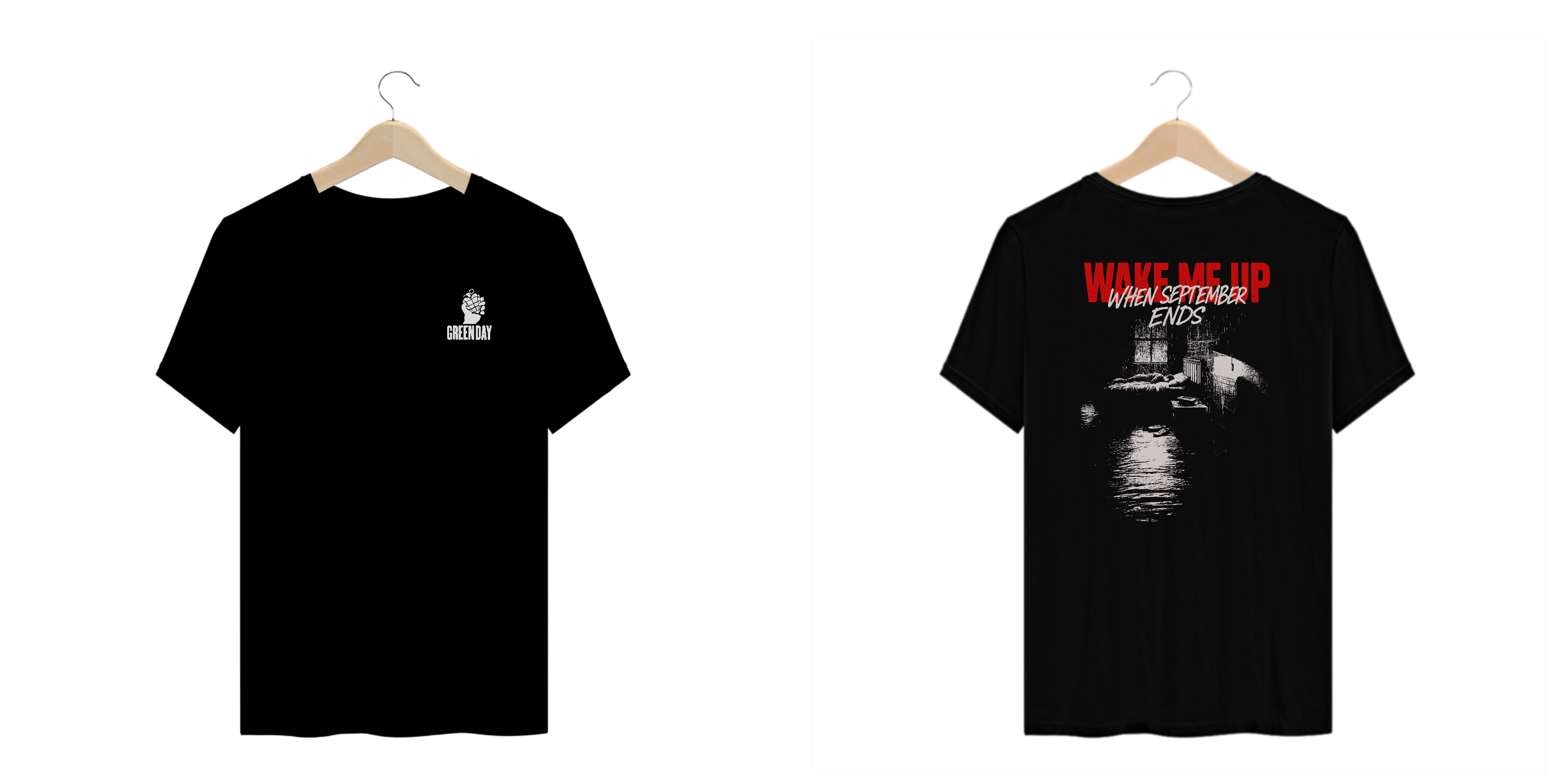 Camiseta Plus Size Green Day Wake Me Up When September Ends (Estampa Frente e Costas)