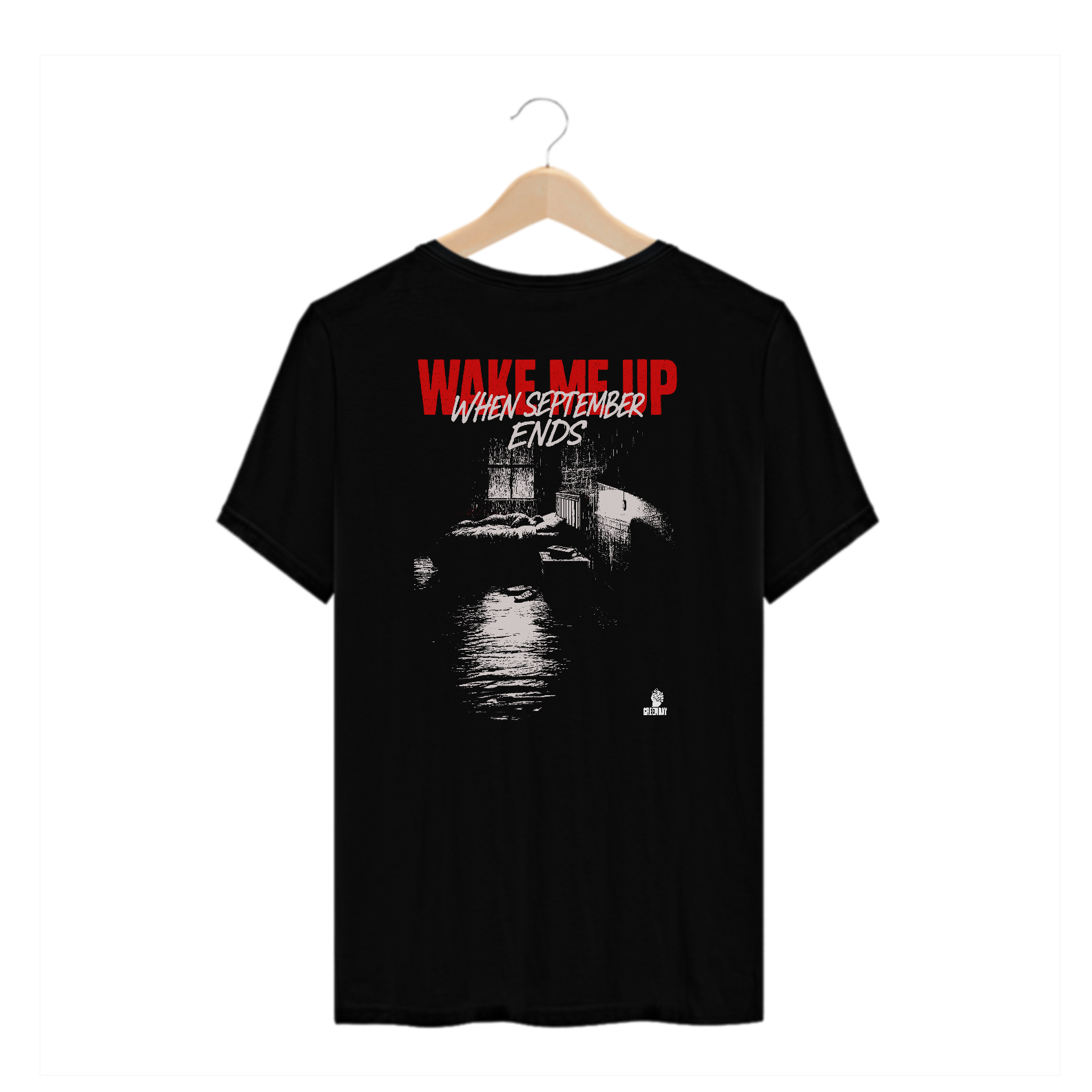 Camiseta Plus Size Green Day Wake Me Up When September Ends (Estampa nas Costas)