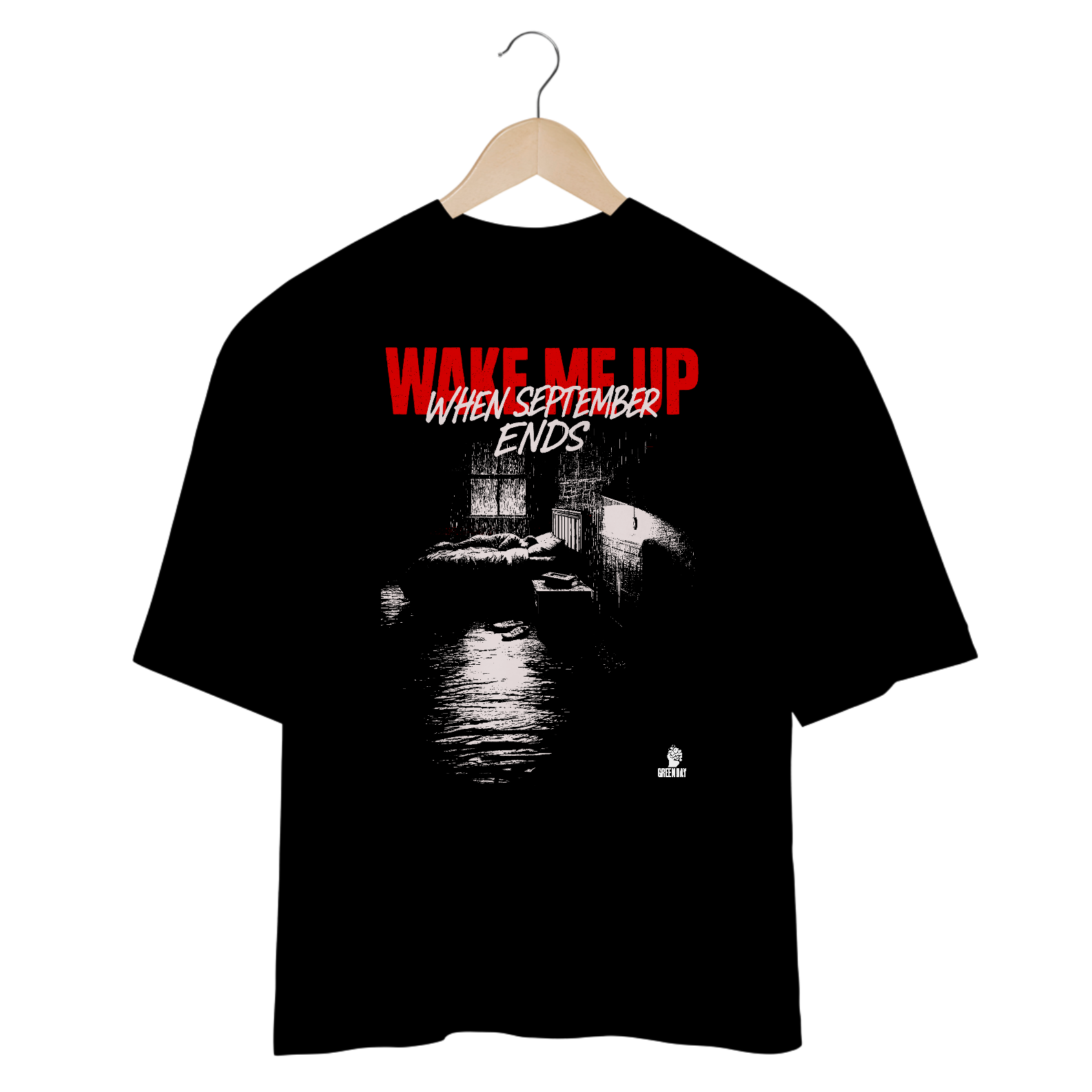 Camiseta Oversized Green Day Wake Me Up When September Ends 