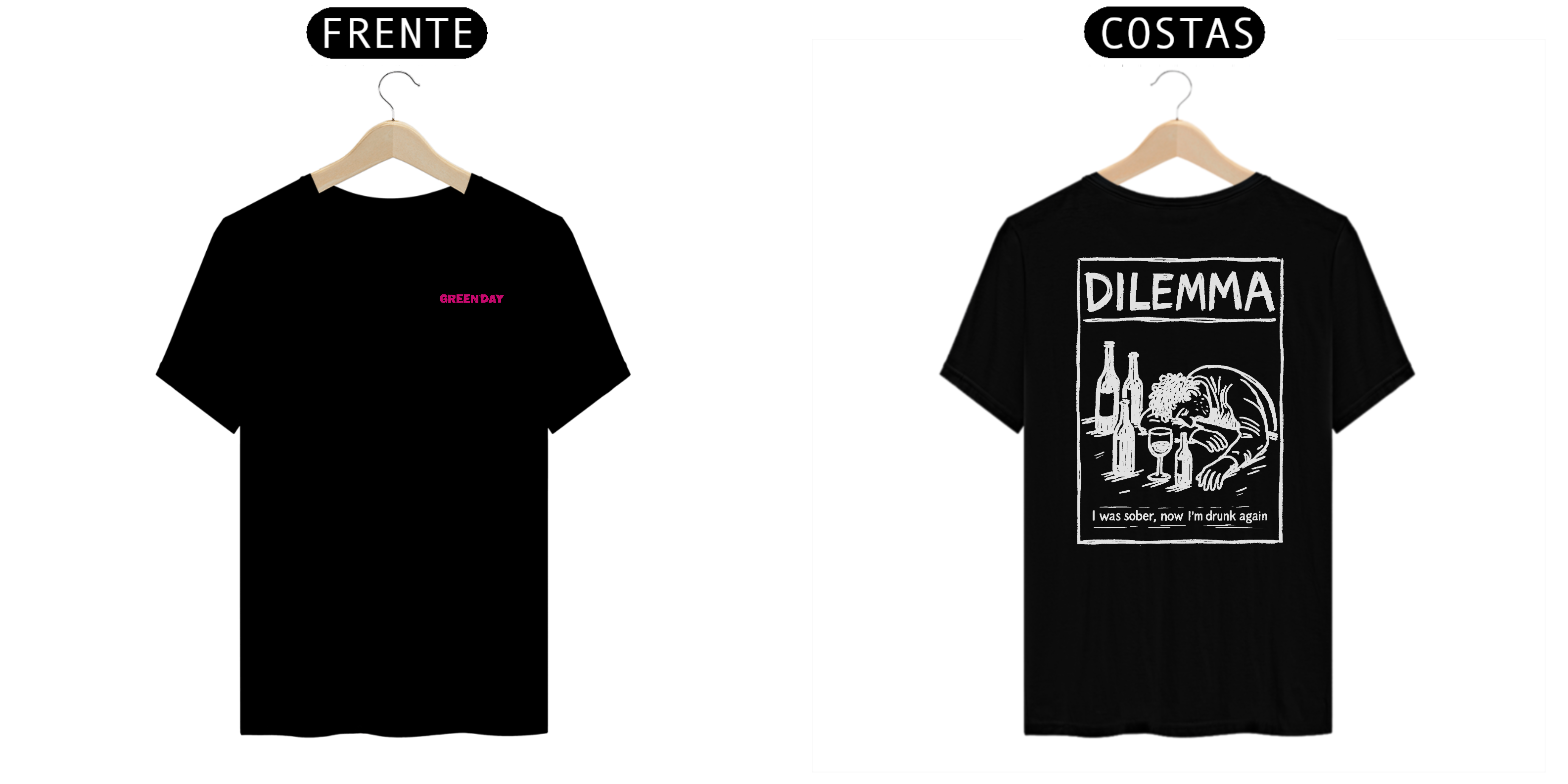 Camiseta Green Day Dilemma (Preta, Estampa Frente e Costas)