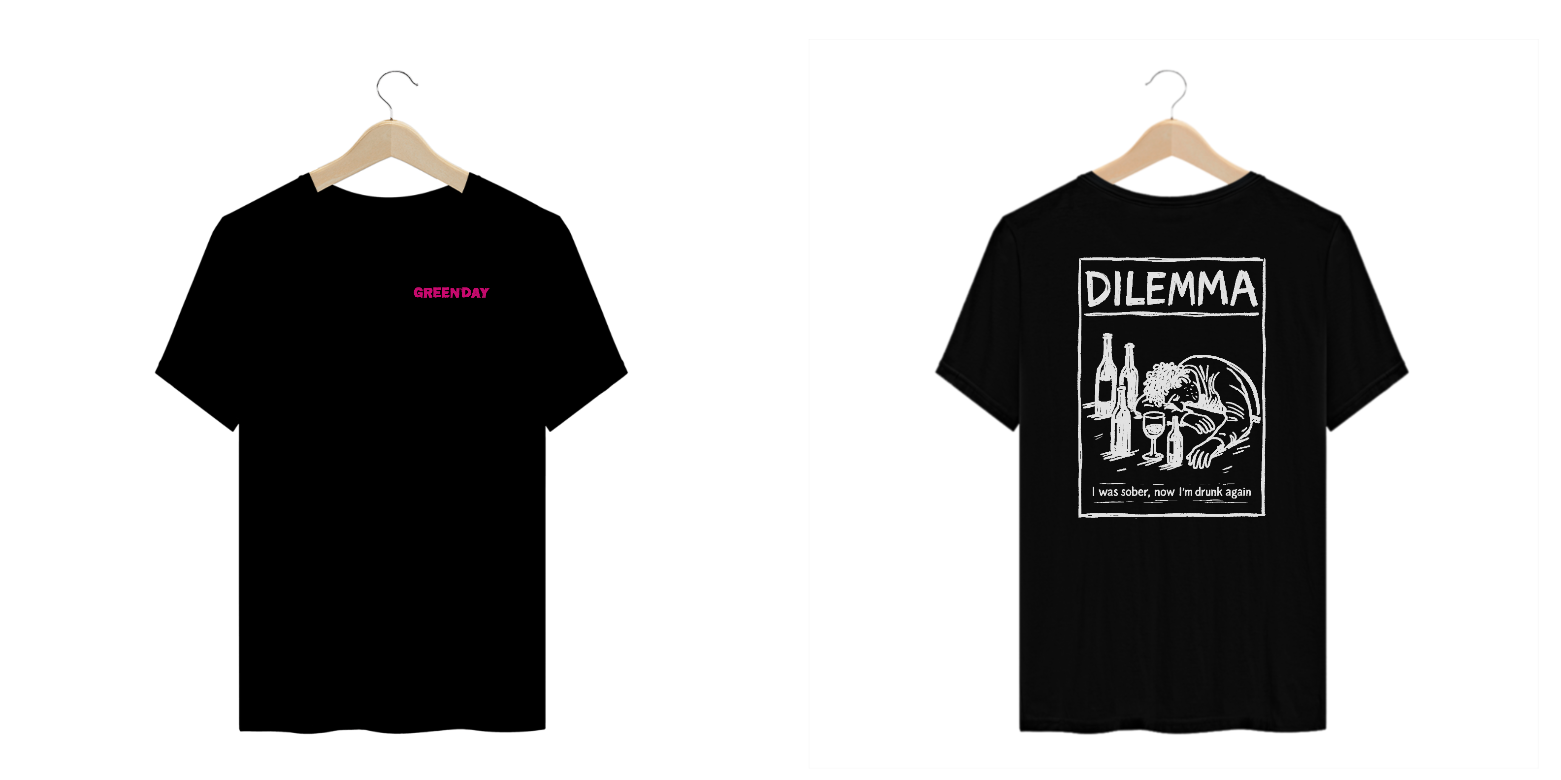 Camiseta Plus Size Green Day Dilemma (Preta, Estampa Frente e Costas)