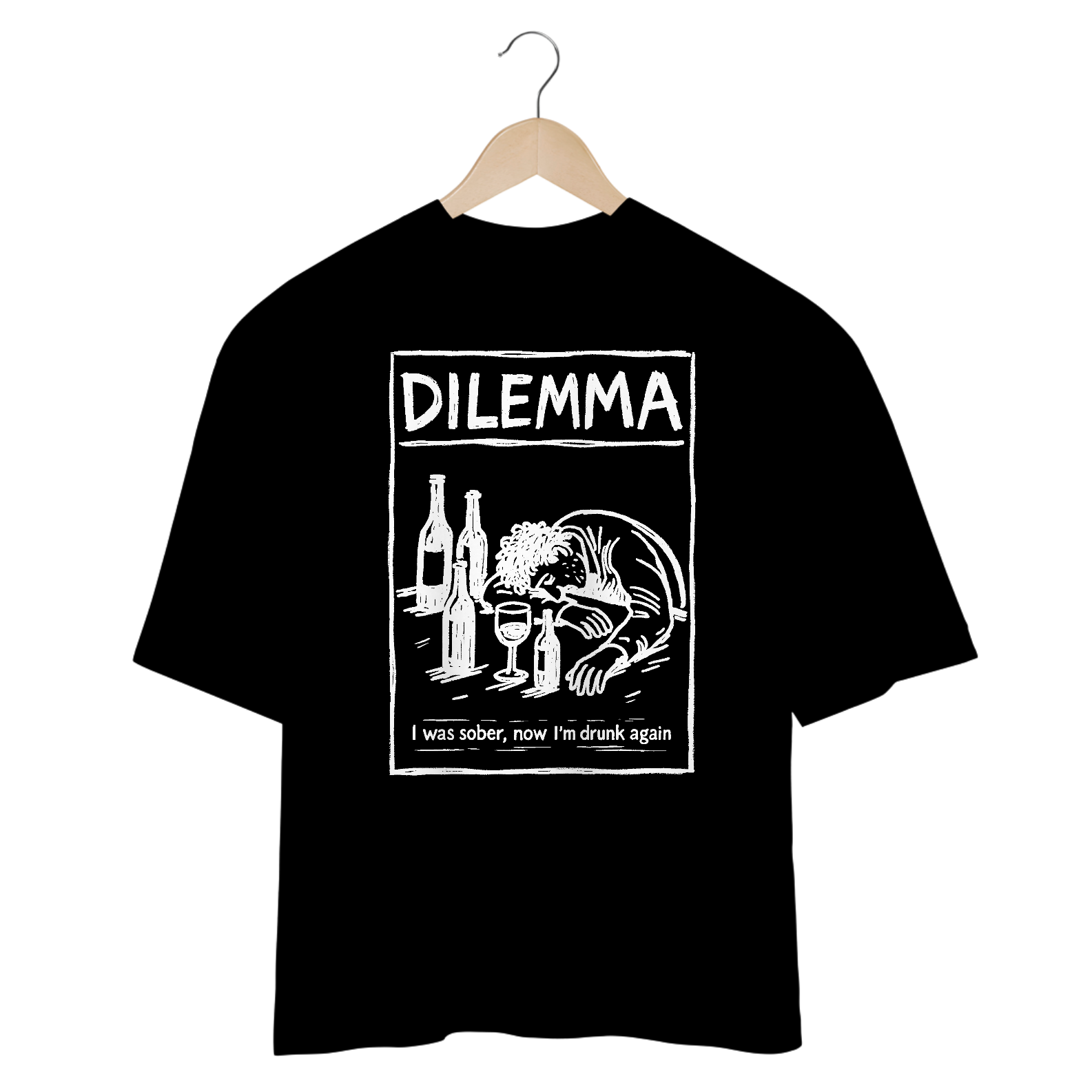 Camiseta Oversized Green Day Dilemma (Preta & Vinho)