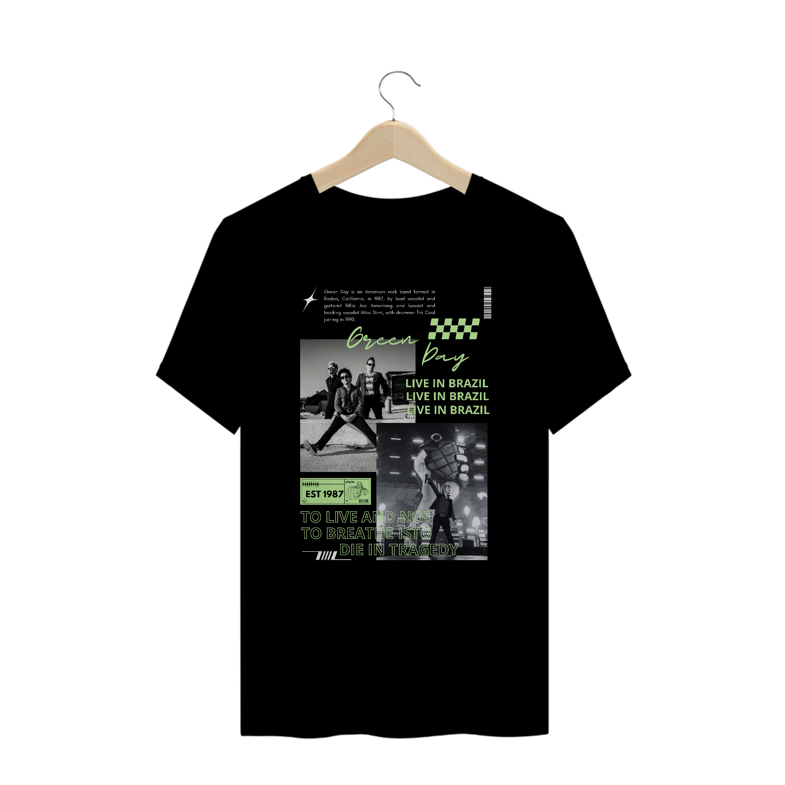 Camiseta Plus Size Green Day Live in Brazil