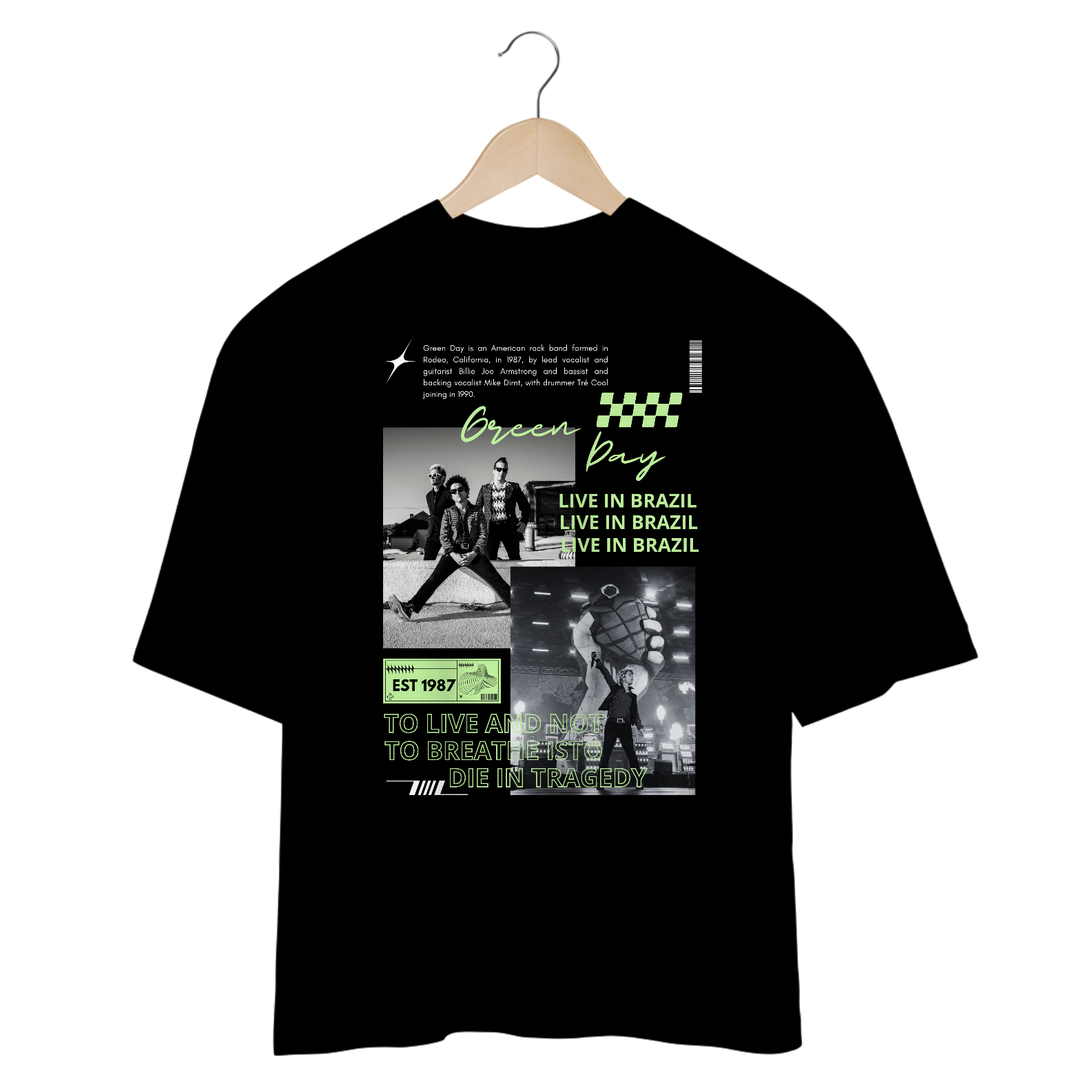 Camiseta Oversized Green Day Live in Brazil