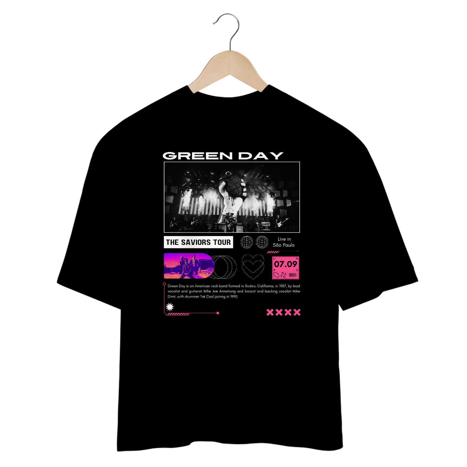 Camiseta Oversized Green Day Live in São Paulo 07.09