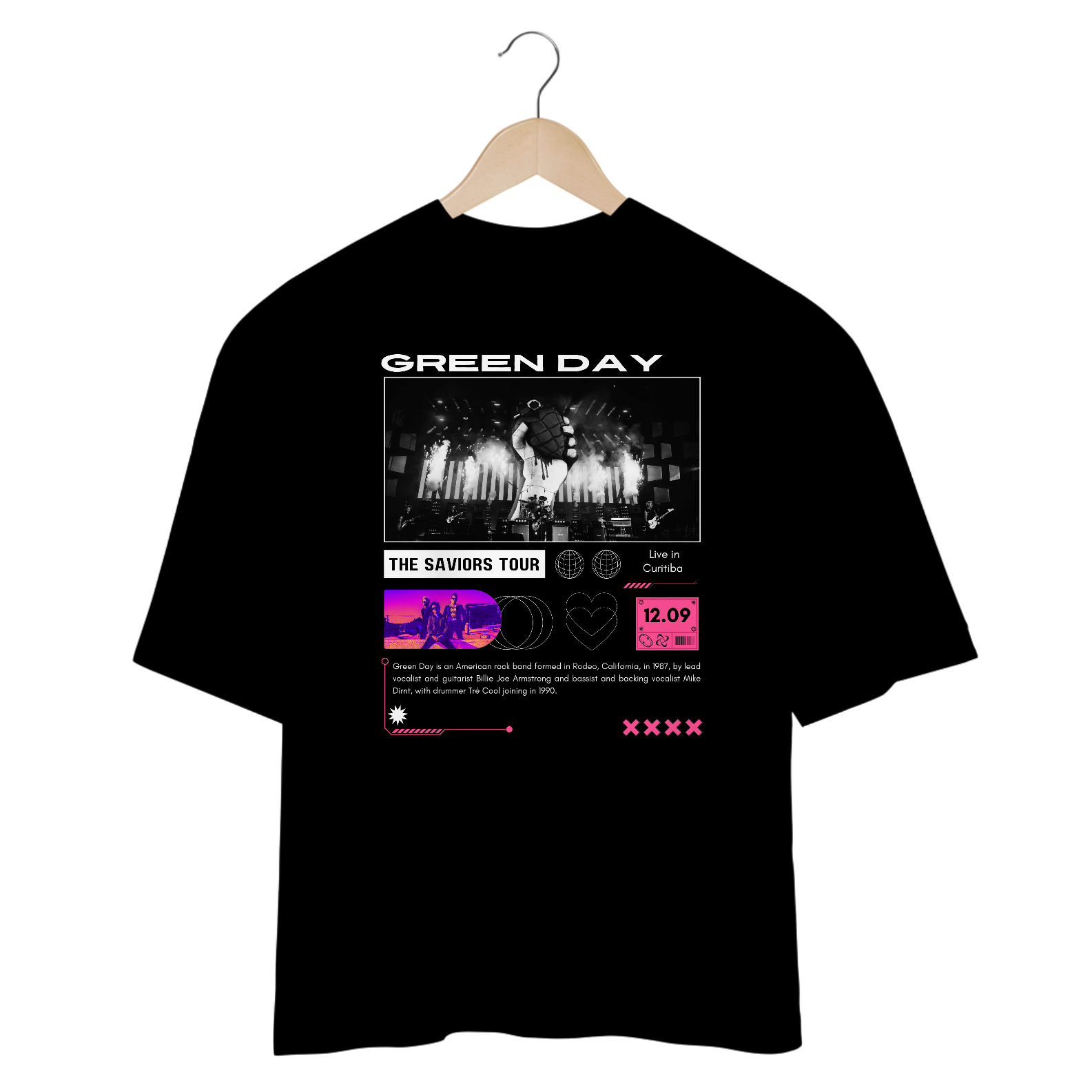 Camiseta Oversized Green Day Live in Curitiba 12.09
