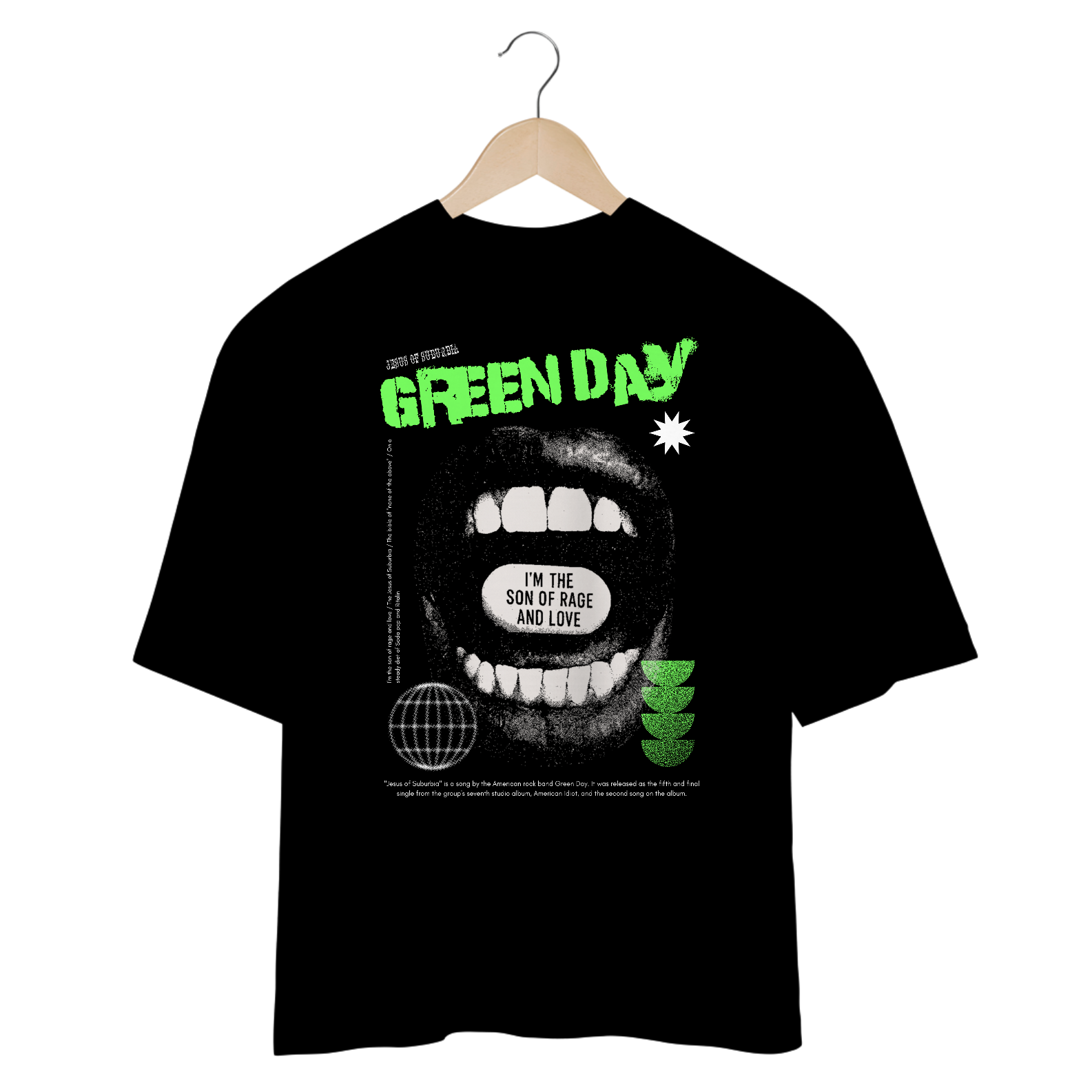 Camiseta Oversized Green Day Jesus of Suburbia (I'm the Son of Rage and Love)