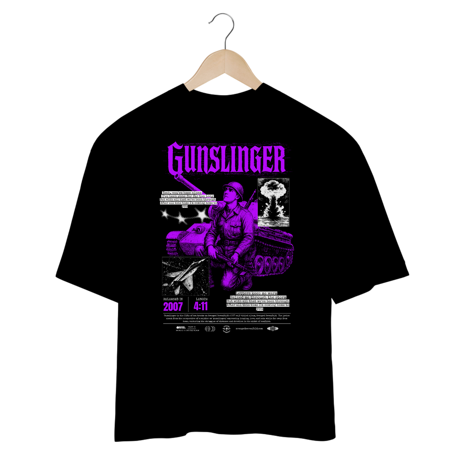 Camiseta Oversized Avenged Sevenfold Gunslinger
