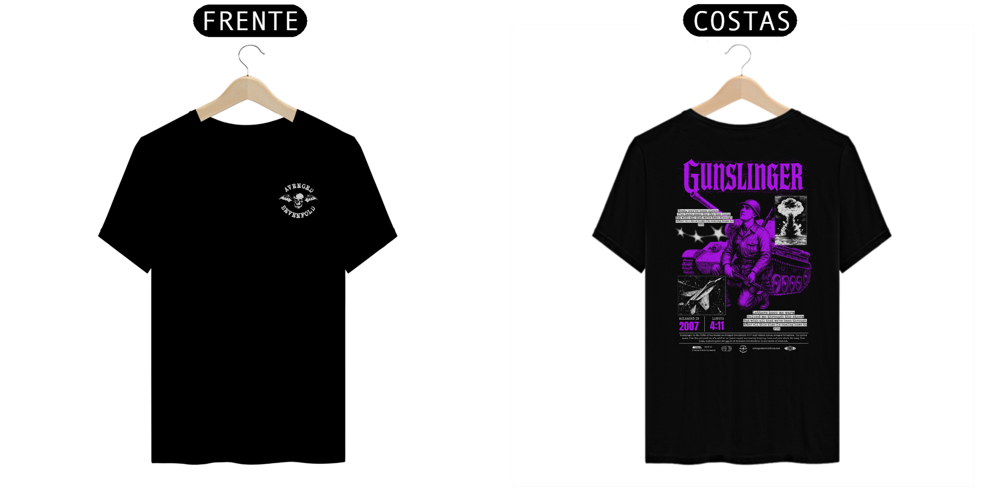 Camiseta Avenged Sevenfold Gunslinger (Estampa Frente e Costas)