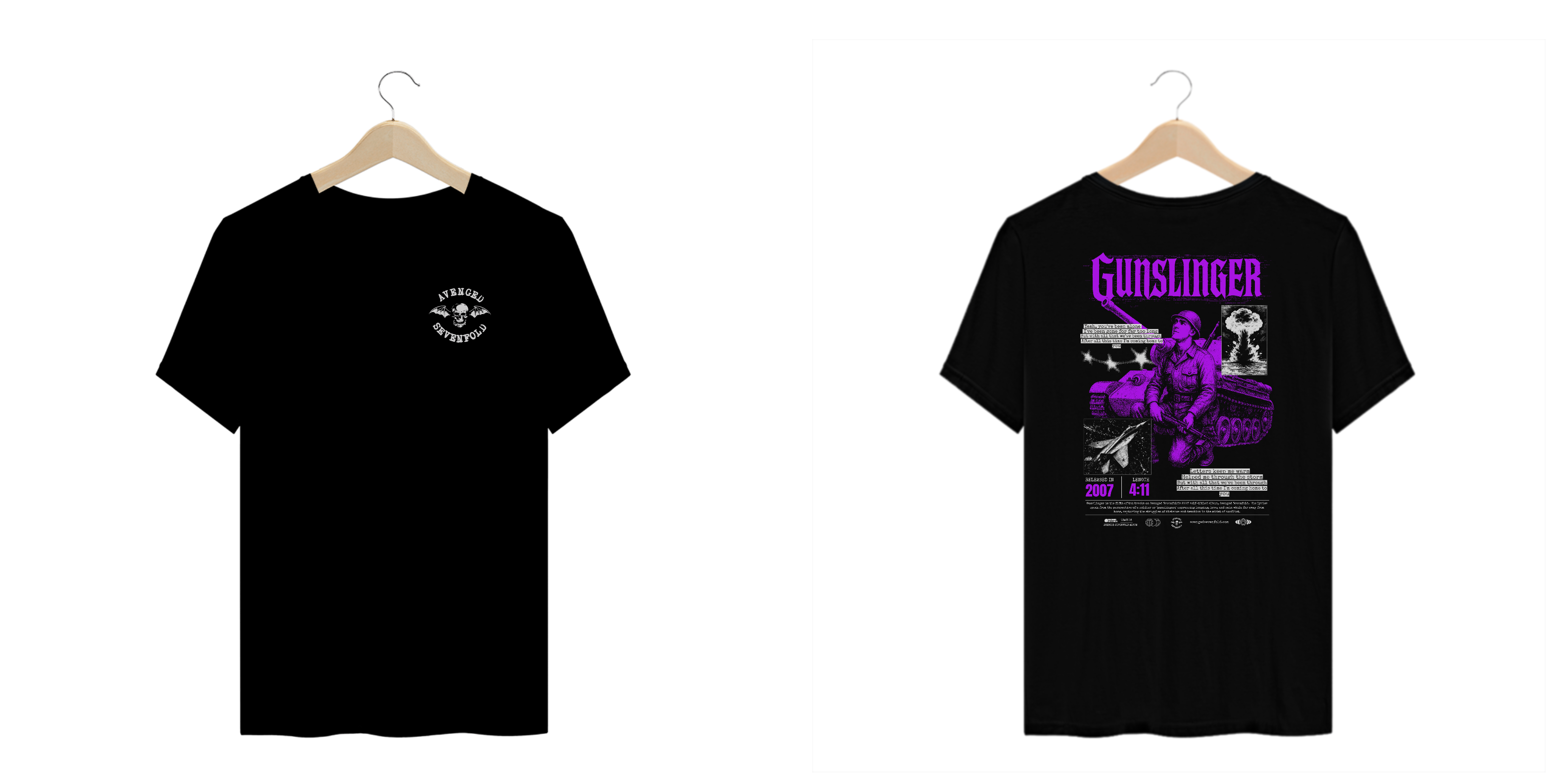 Camiseta Plus Size Avenged Sevenfold Gunslinger (Estampa Frente e Costas)